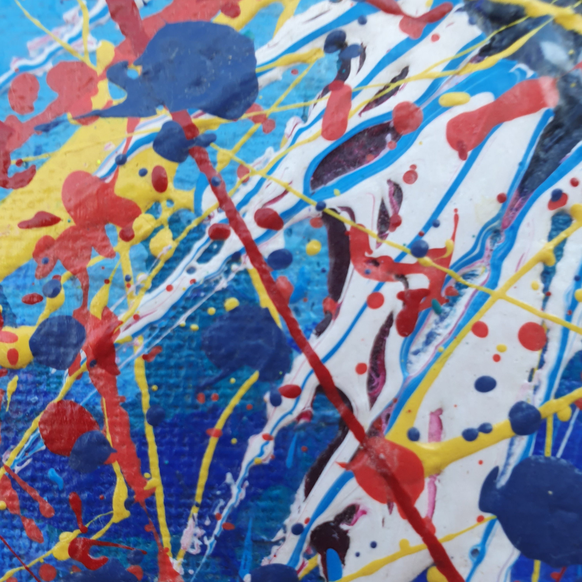 Perfect Imperfections. Abstract Canvas Painting With Hearts.
