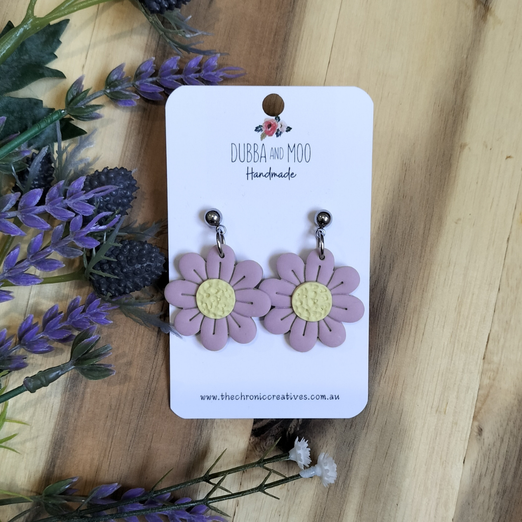 Full Daisy Polymer Clay Dangle Earrings - Assorted Colours