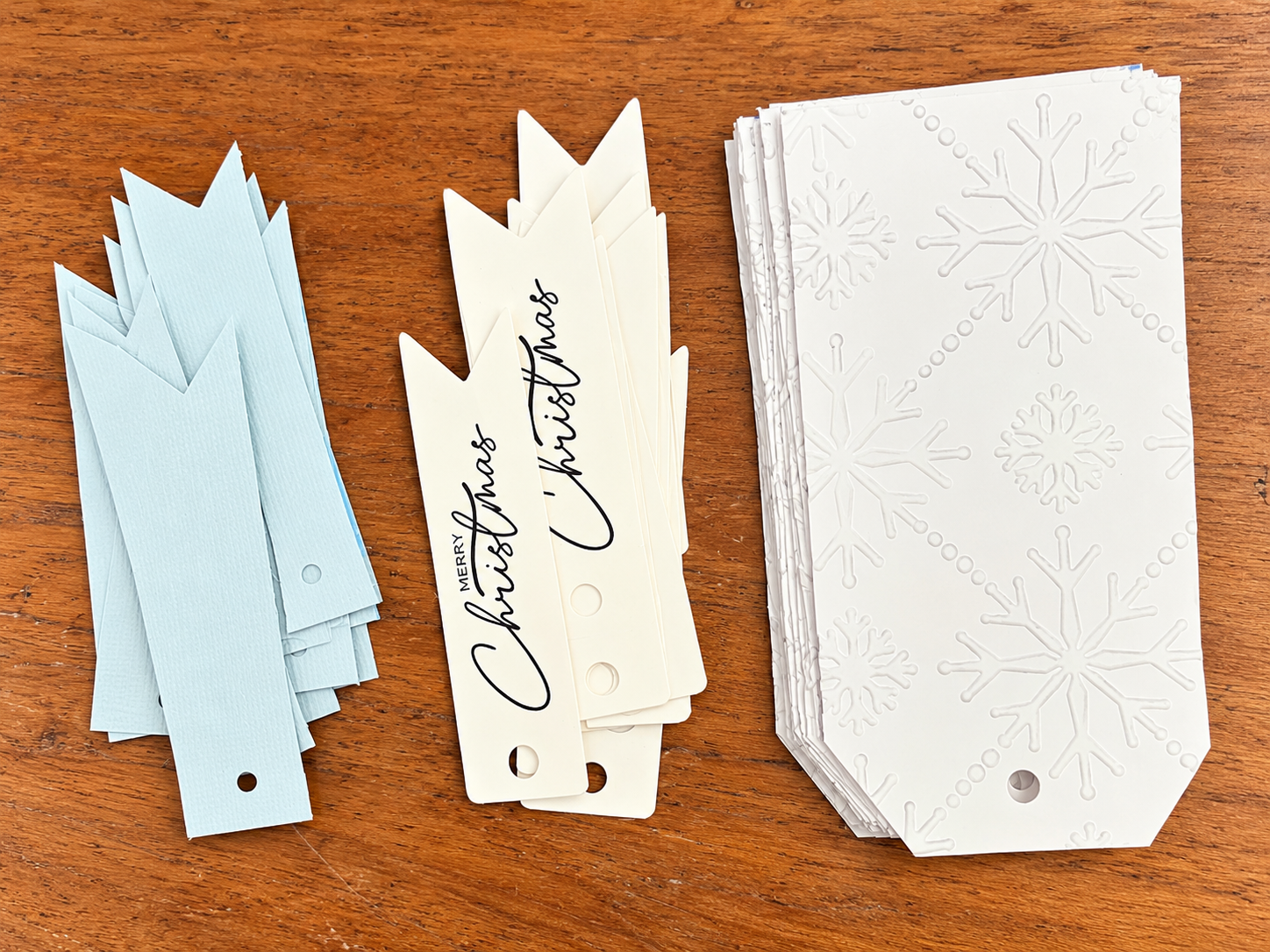Handmade Christmas Tags - pale blue, sage, pink