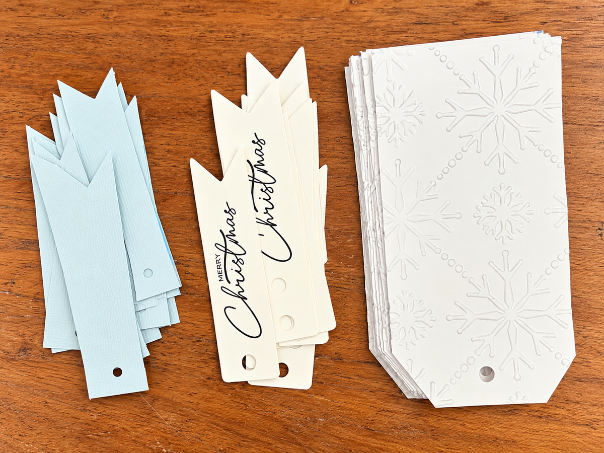 Handmade Christmas Tags - pale blue, sage, pink