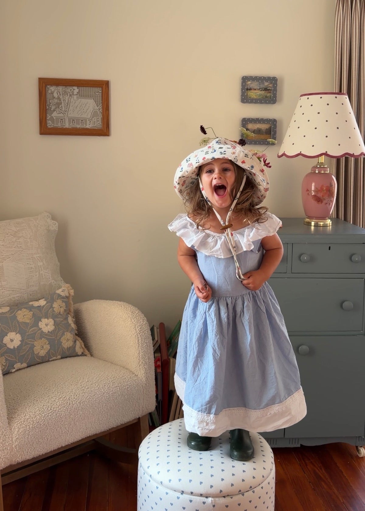 Kids Wide Brim Cotton Summer Sun Hat, Alice Summer Sun Hat