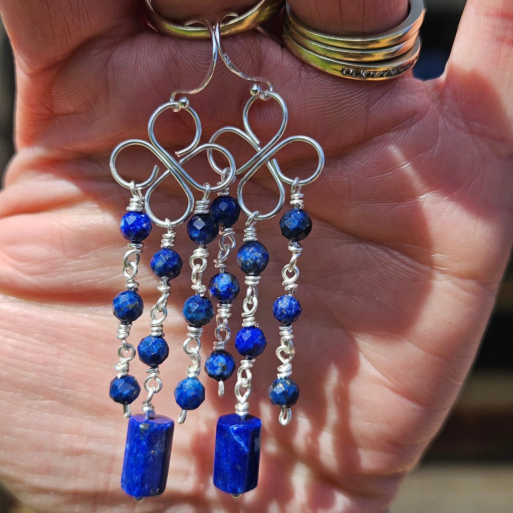 Lapis Lazuli Clover Dangle Earrings