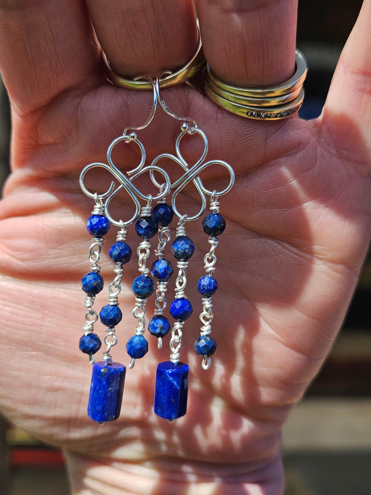 Lapis Lazuli Clover Dangle Earrings
