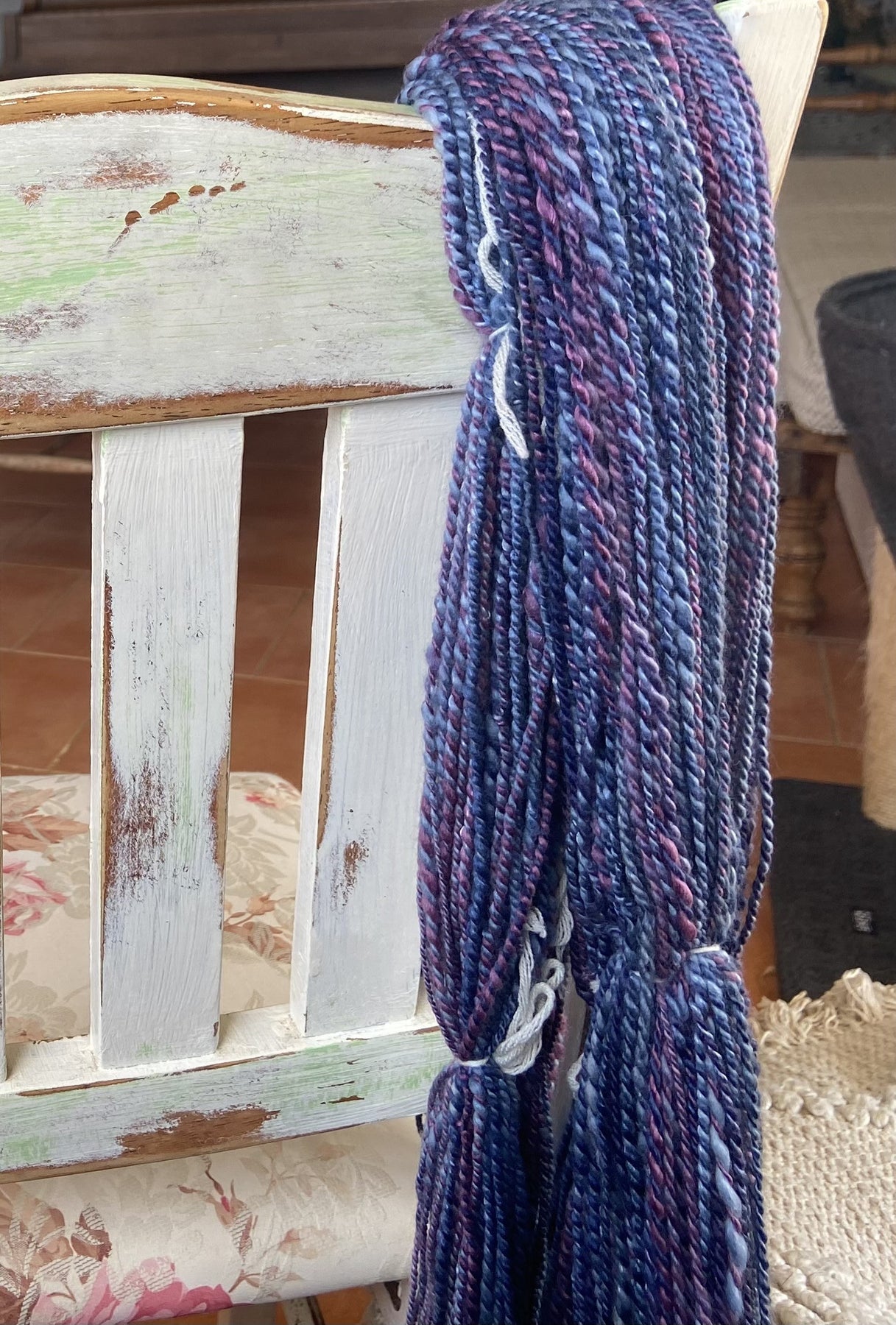 Handspun Merino & Silk Crocheted 'Blueberry' Cowl or Neck Warmer