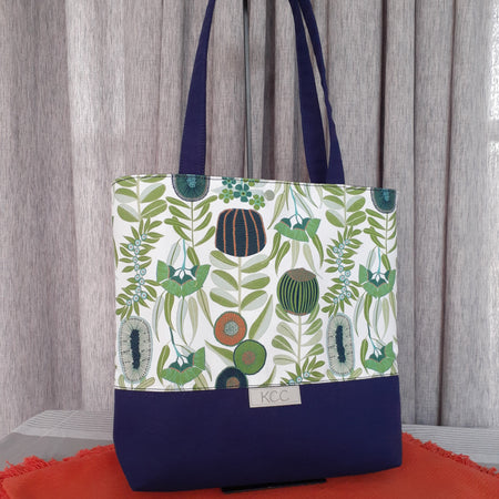 Natives in Blue & Green - Medium Sized Tote Bag