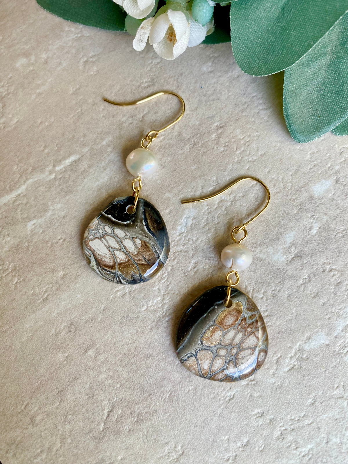 Freshwater Pearls and Art Earrings
