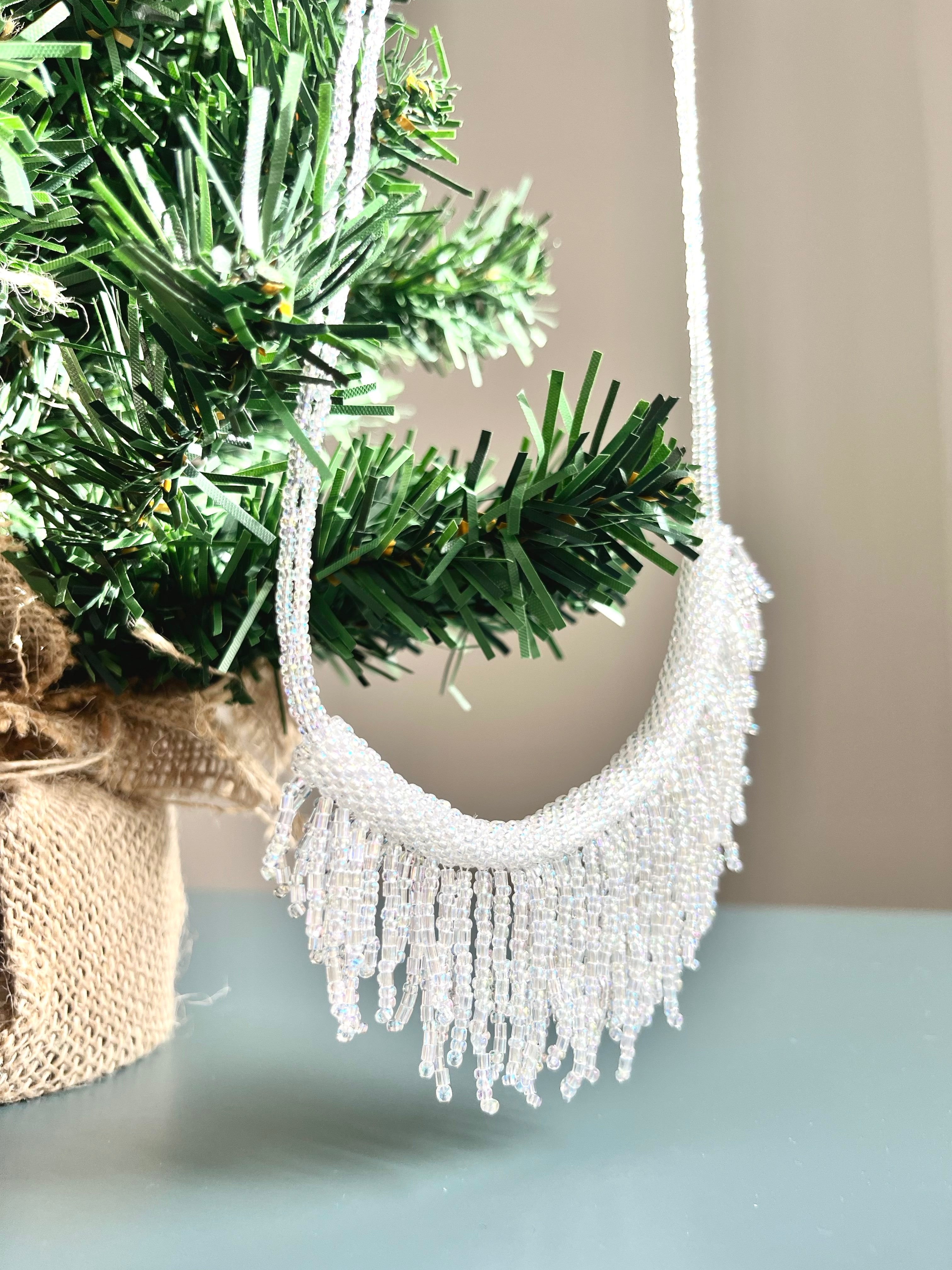 SHIMMER NUDE | Silver Crystal | 2 colors | festive necklace | beaded handmade