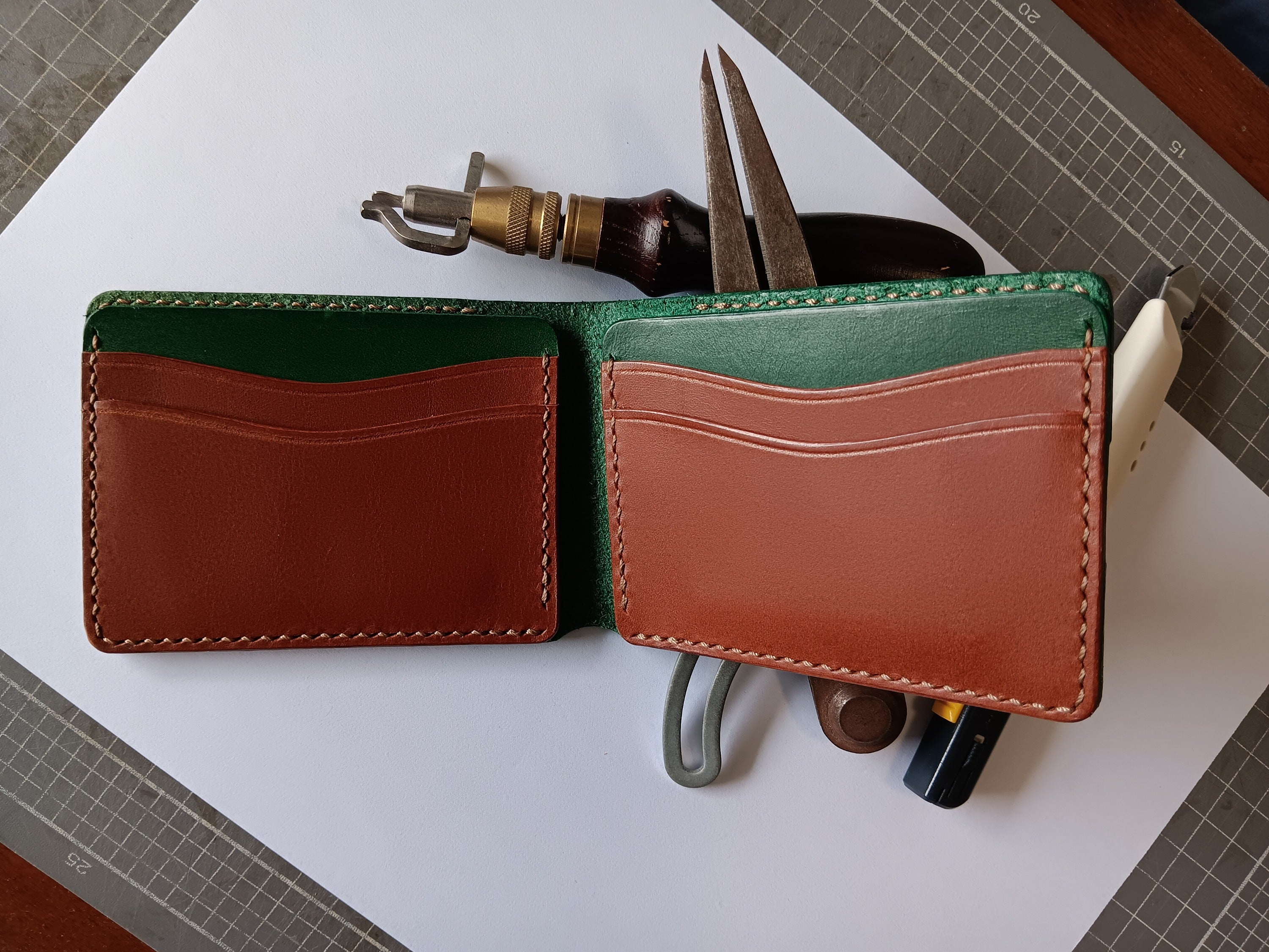 Men's Wallet Cardholder - Green/Chestnut