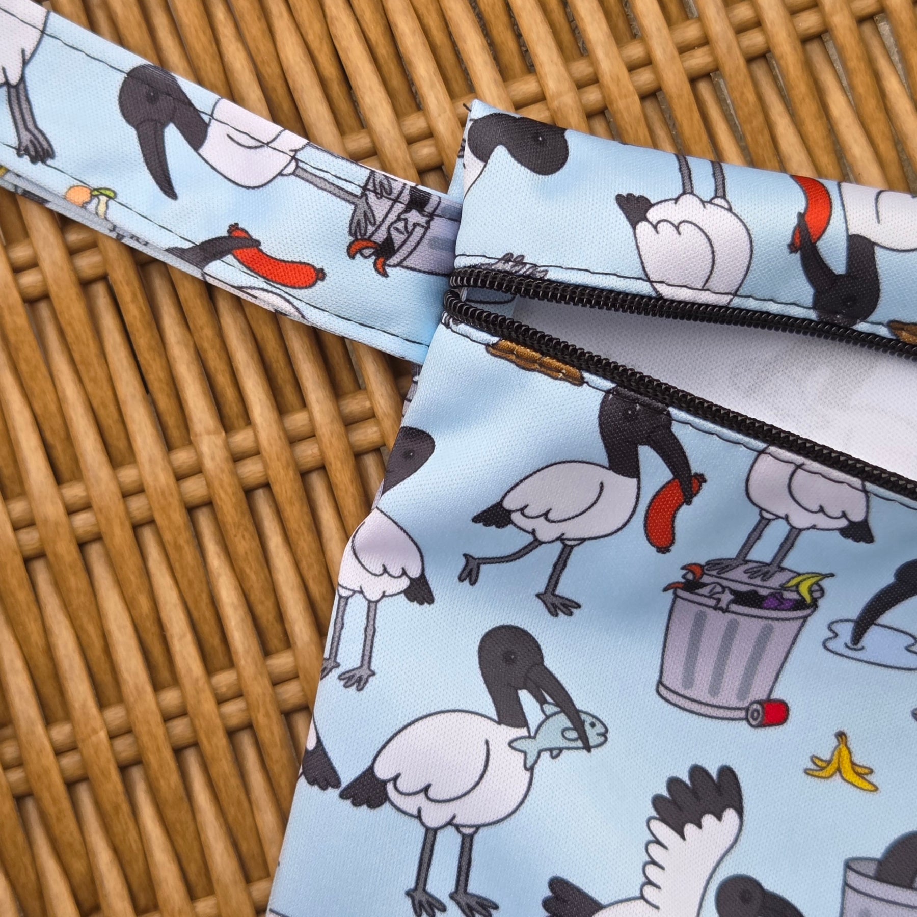 MEDIUM wet bag in Cute Bin Chicken Fabric