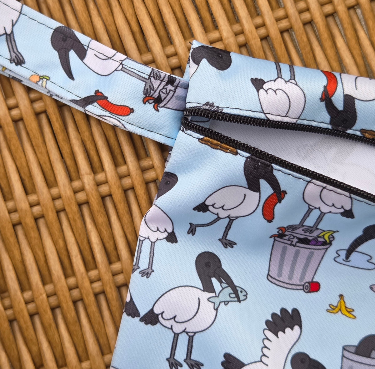 MEDIUM wet bag in Cute Bin Chicken Fabric