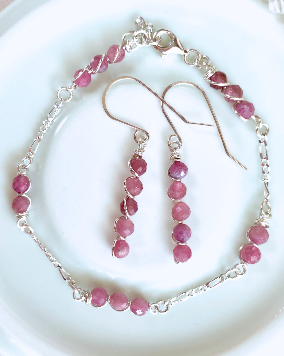 Tourmaline beaded Sterling silver | Earrings or Bracelet | October birthstone gift