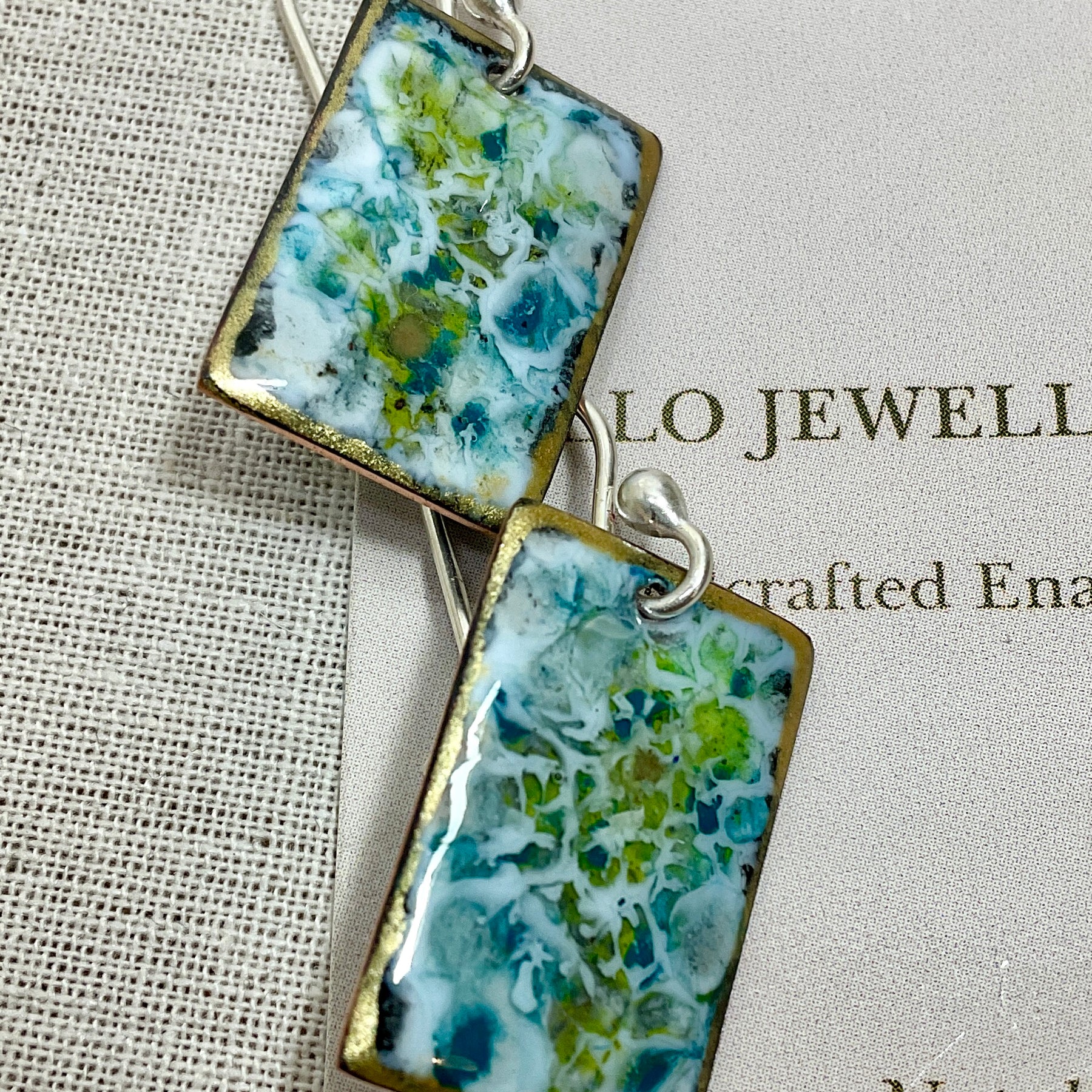 Blue, green and gold abstract. Hand made