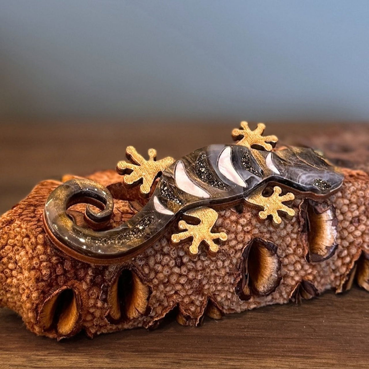 Australian Gecko Handcrafted Brooch