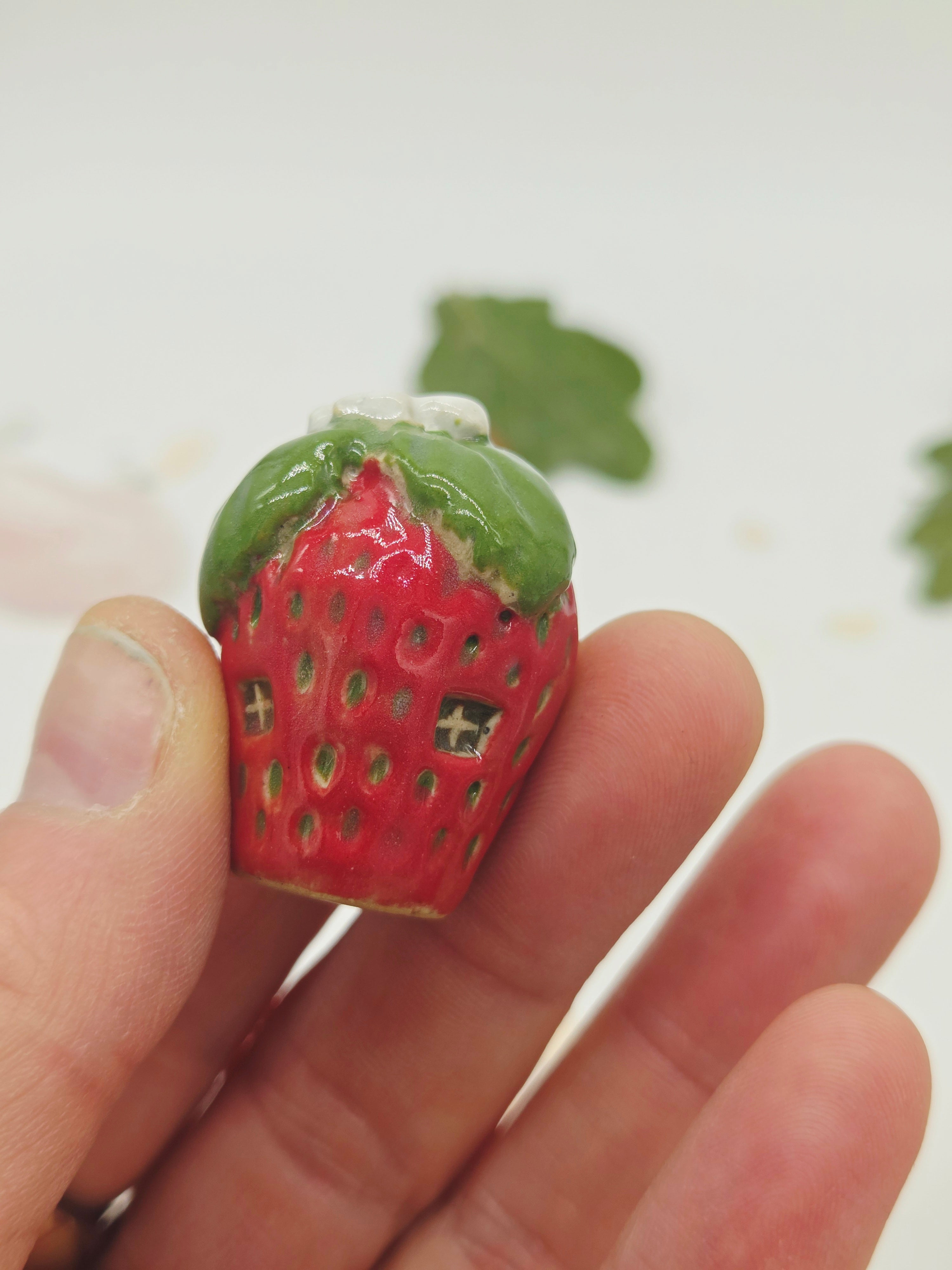 Strawberry Tiny Cottage - Brown Door