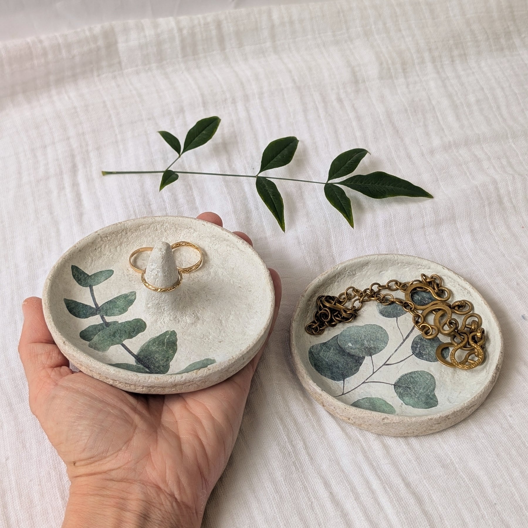 Eucalyptus Paper Clay Jewellery Dish Set