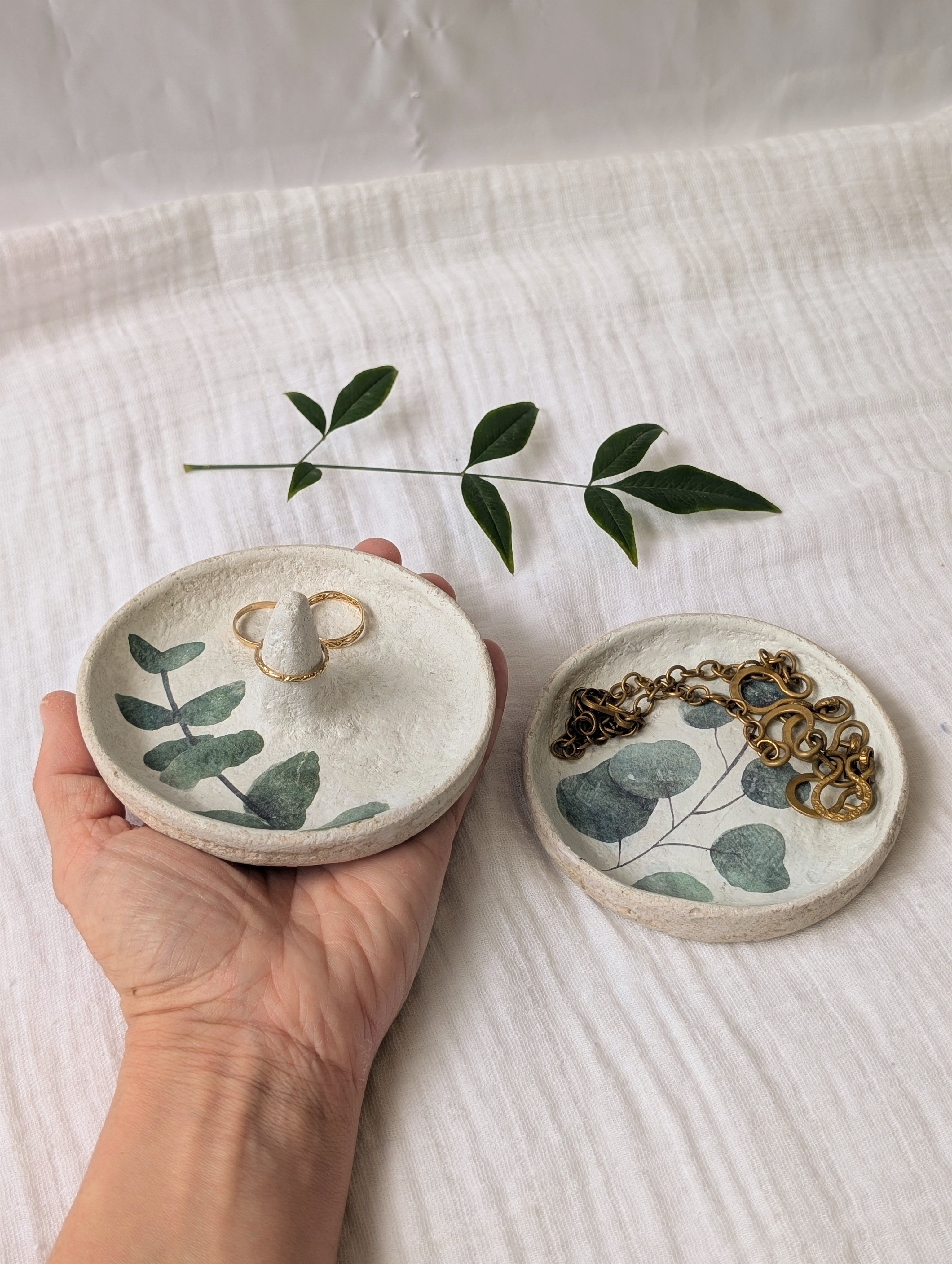 Eucalyptus Paper Clay Jewellery Dish Set