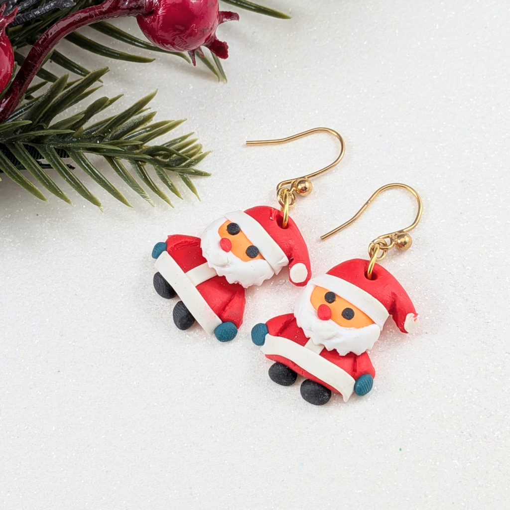 Christas Earrings Polymer Clay Santa Earrings