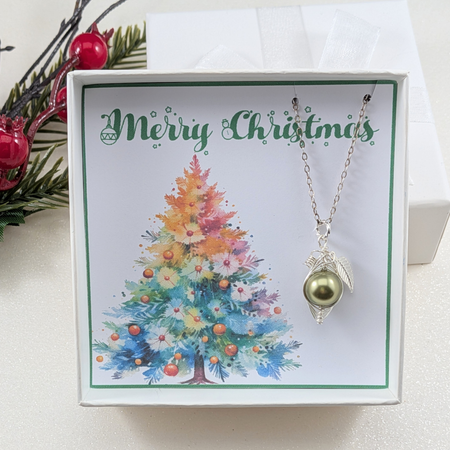 Handmade Sterling Silver Pea Pod Christmas Necklace