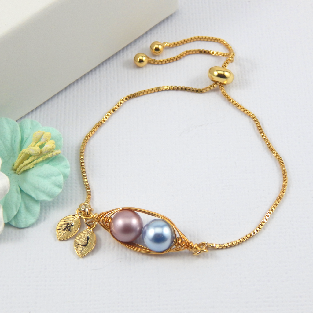 Peapod Bolo Bracelet Two Leaves,Select your finish