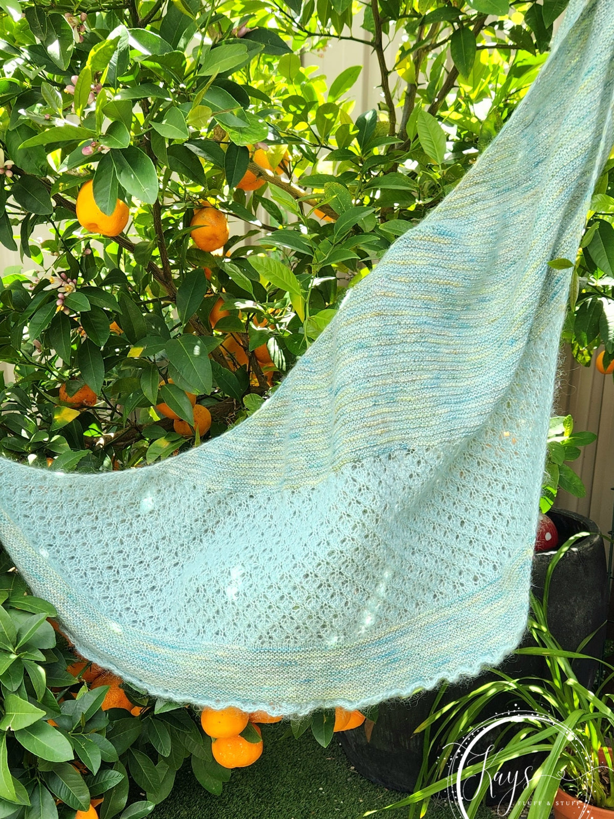Hand knit Lace Mohair & Merino Shawl