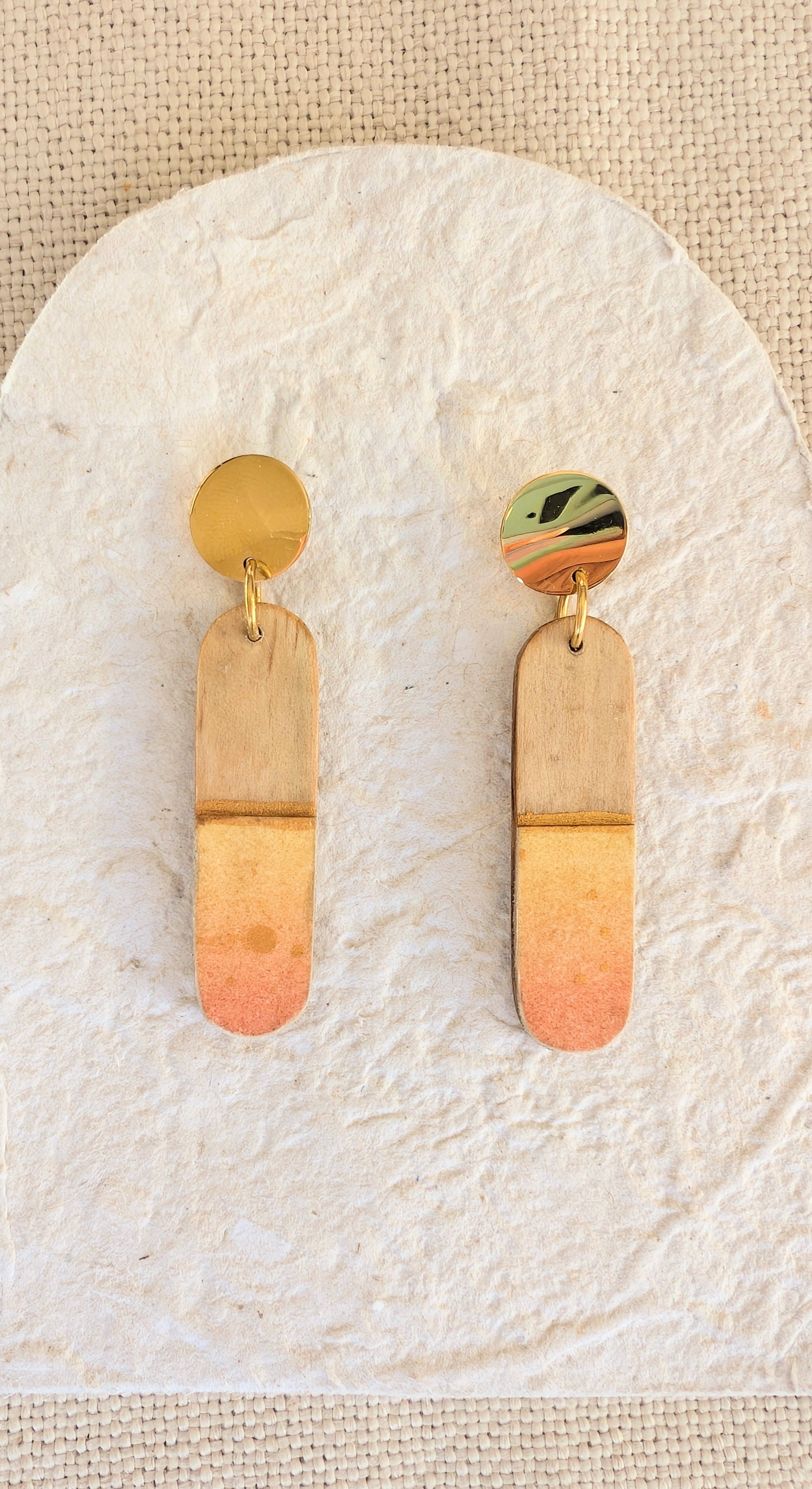 Autumn Leaf Reclaimed Timber Earrings – Hand Painted Wooden Dangles