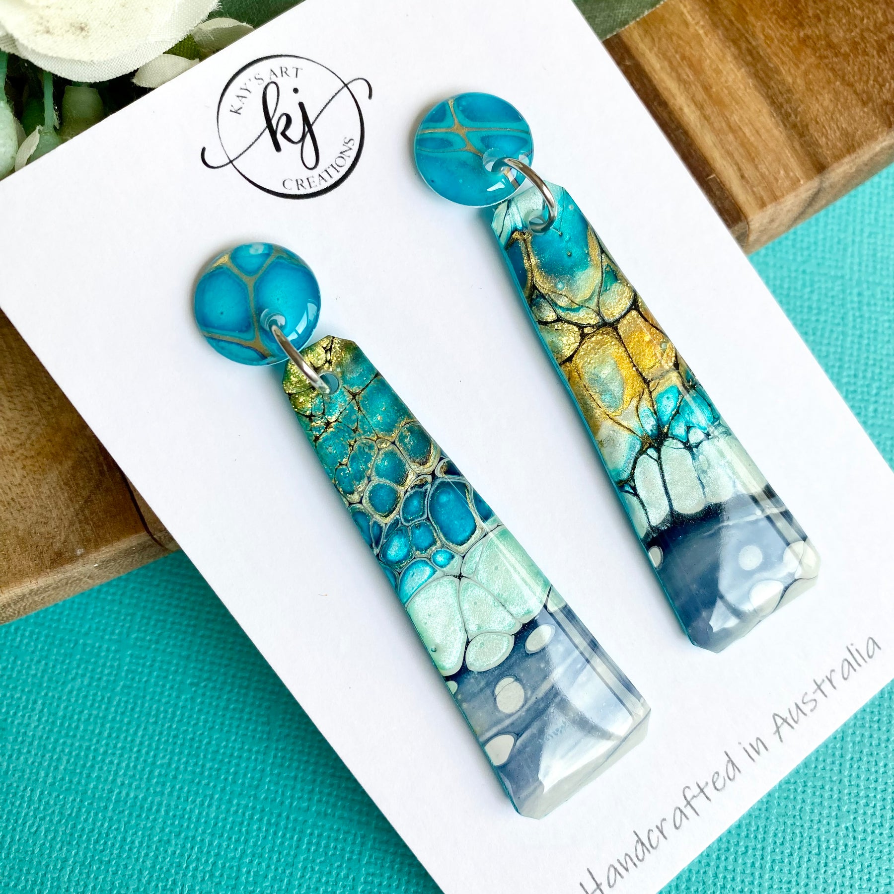 Turquoise Gold Dangle Earrings