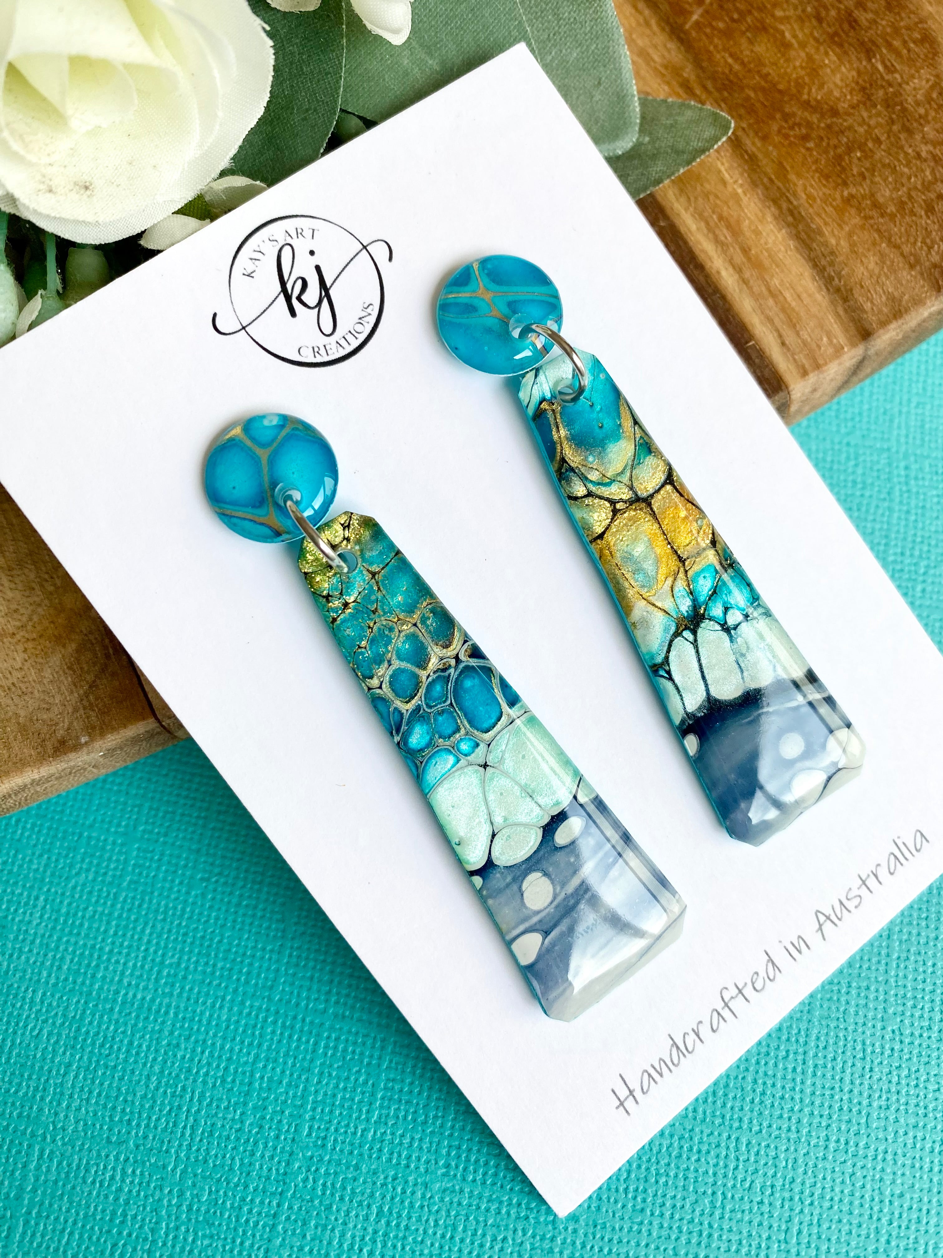 Turquoise Gold Dangle Earrings