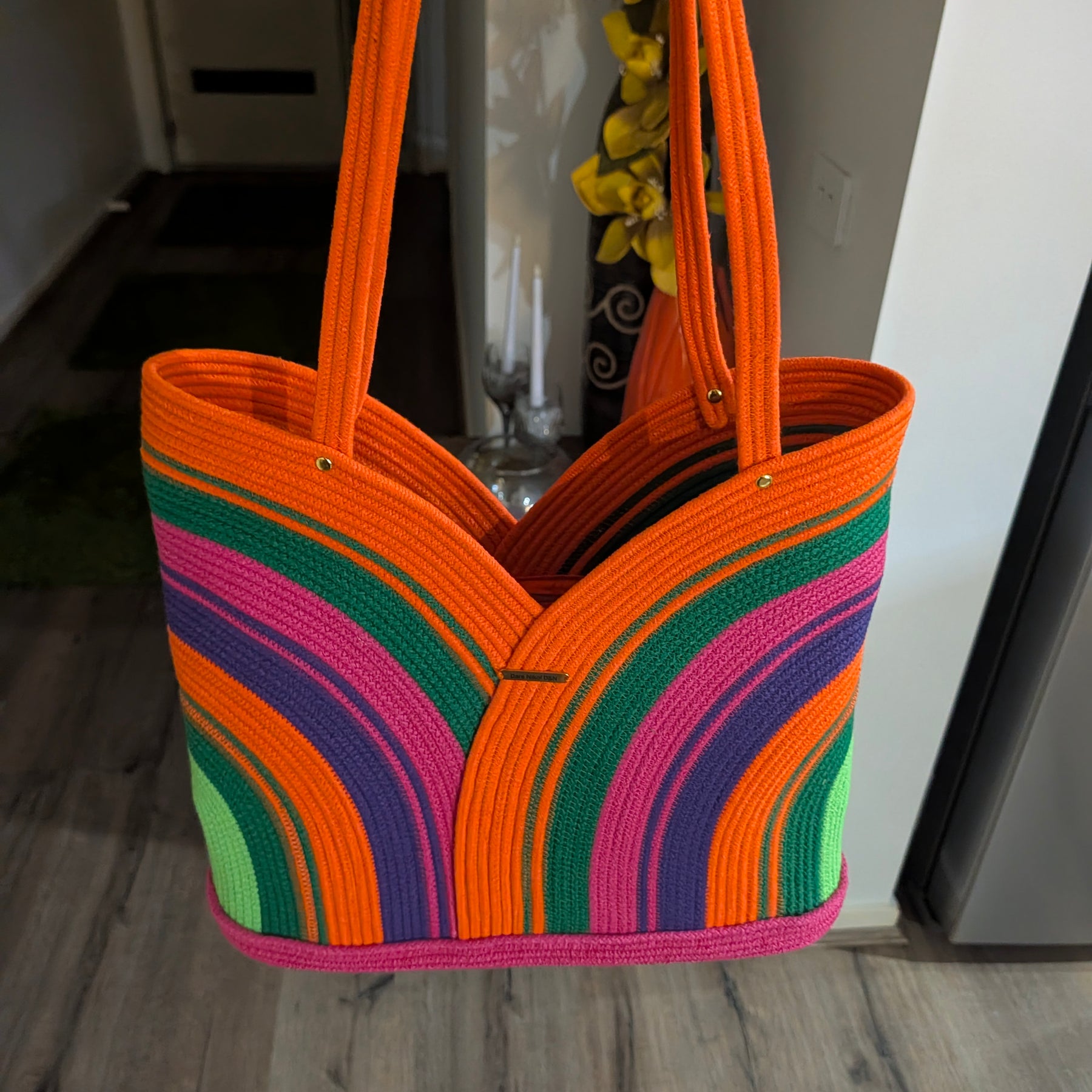 Lagoon Large Handmade Cotton Cord Tote Bag