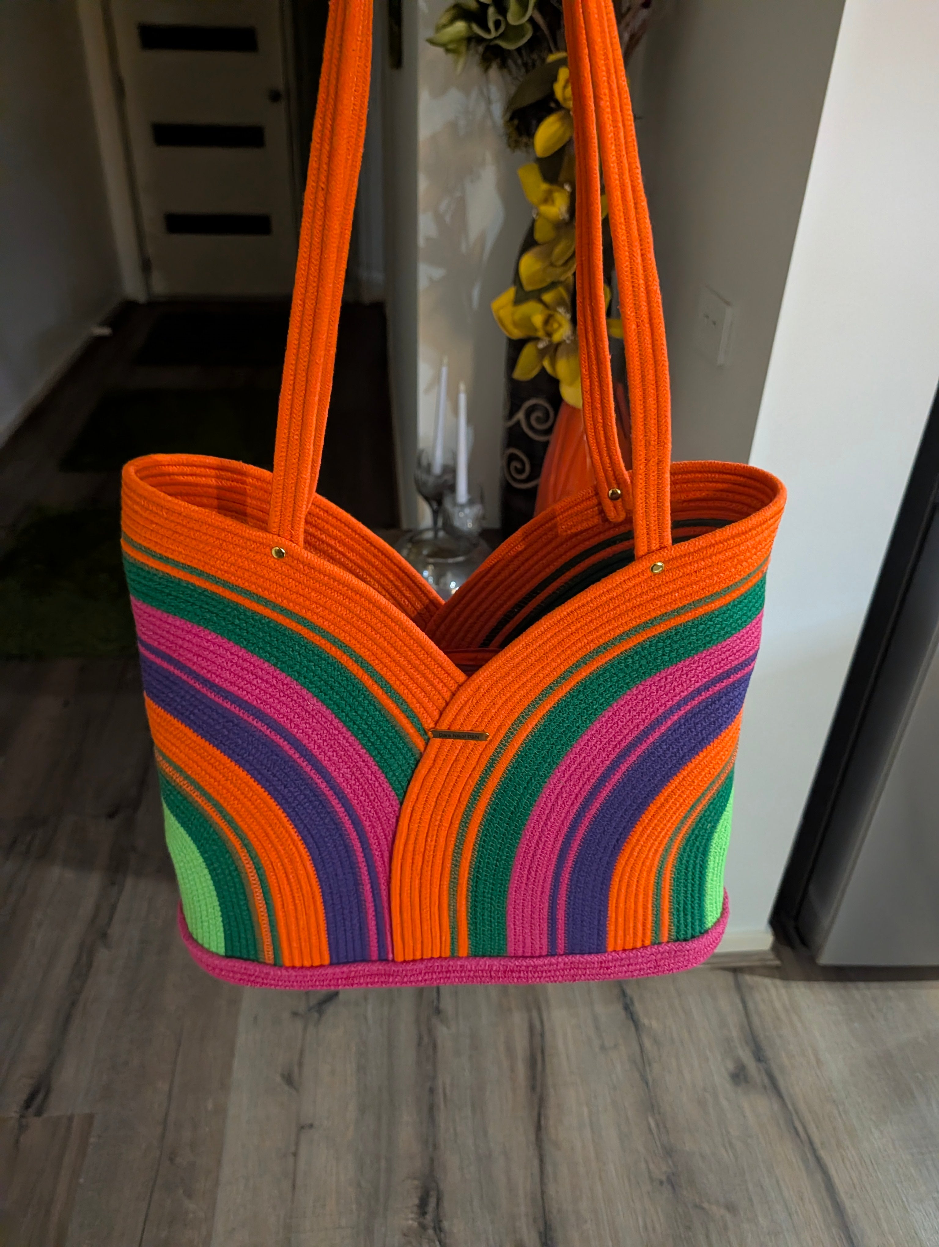 Lagoon Large Handmade Cotton Cord Tote Bag