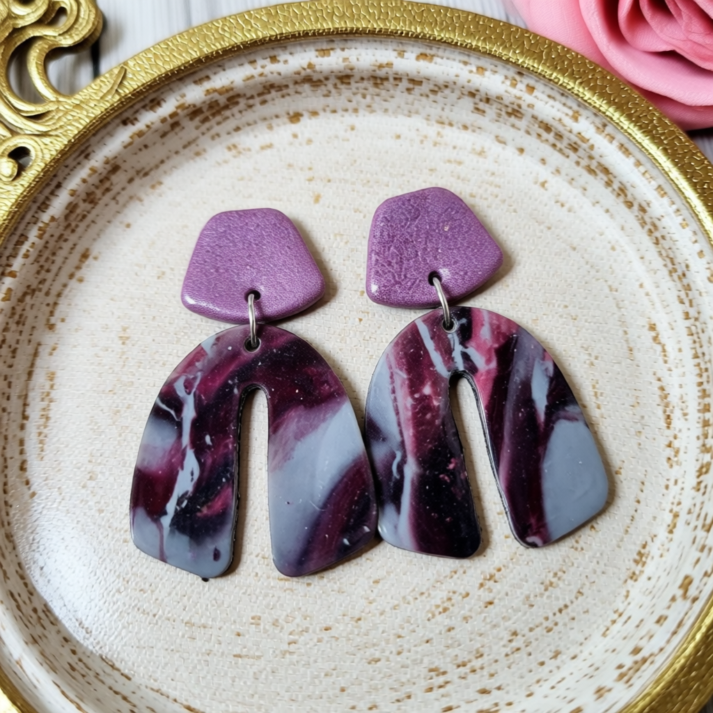 Handmade Polymer Clay Statement Studs Arch Collection Earrings