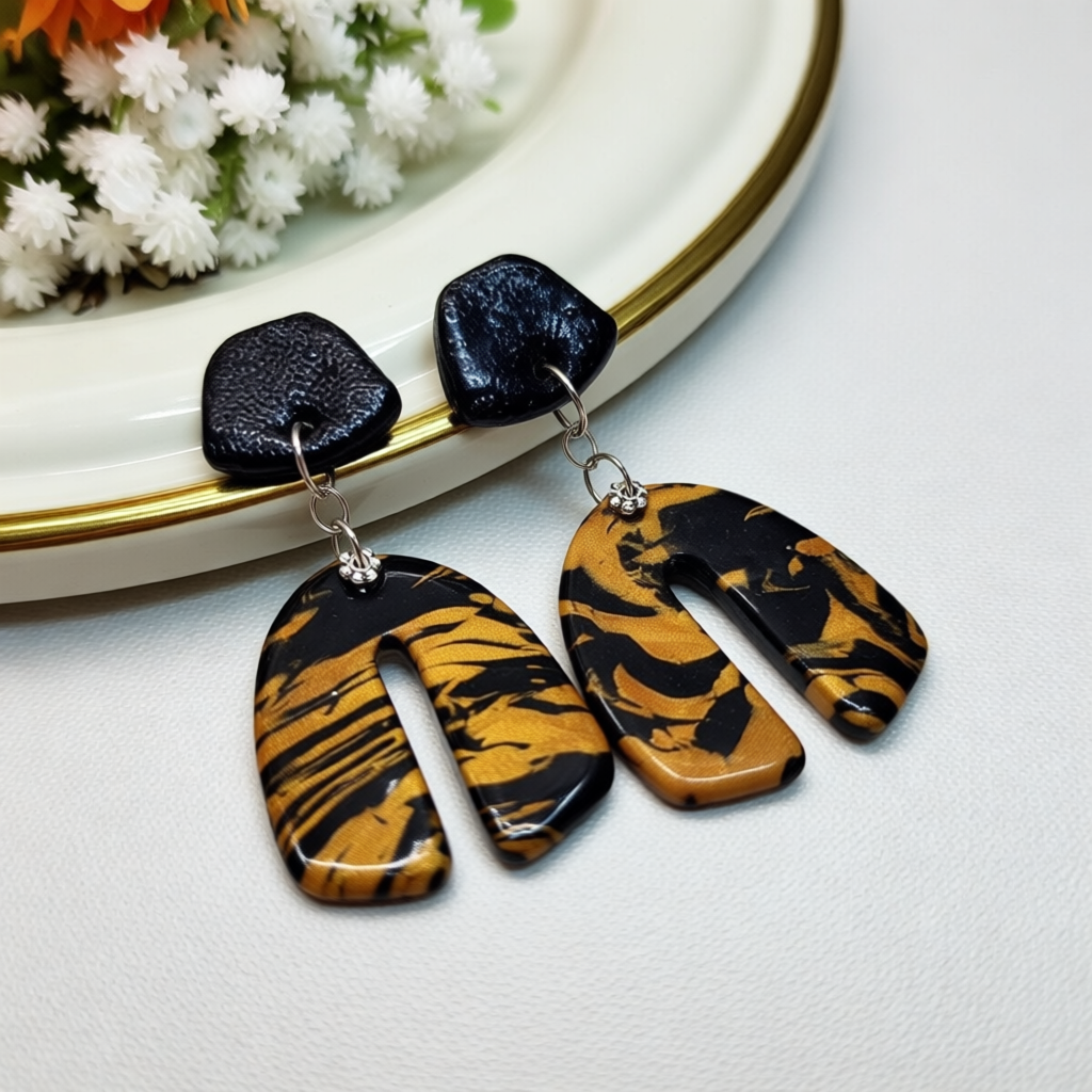 Handmade Polymer Clay Statement Studs Arch Collection Earrings