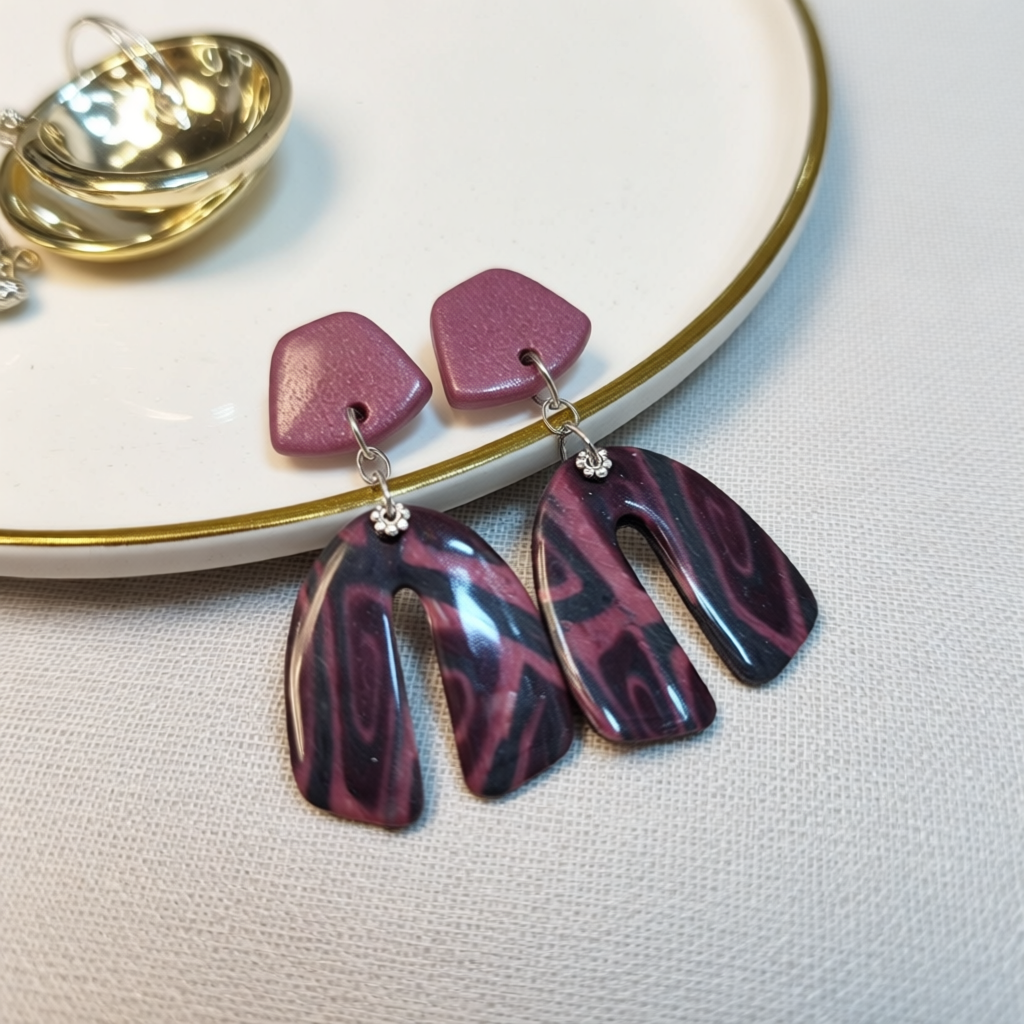 Handmade Polymer Clay Statement Studs Arch Collection Earrings