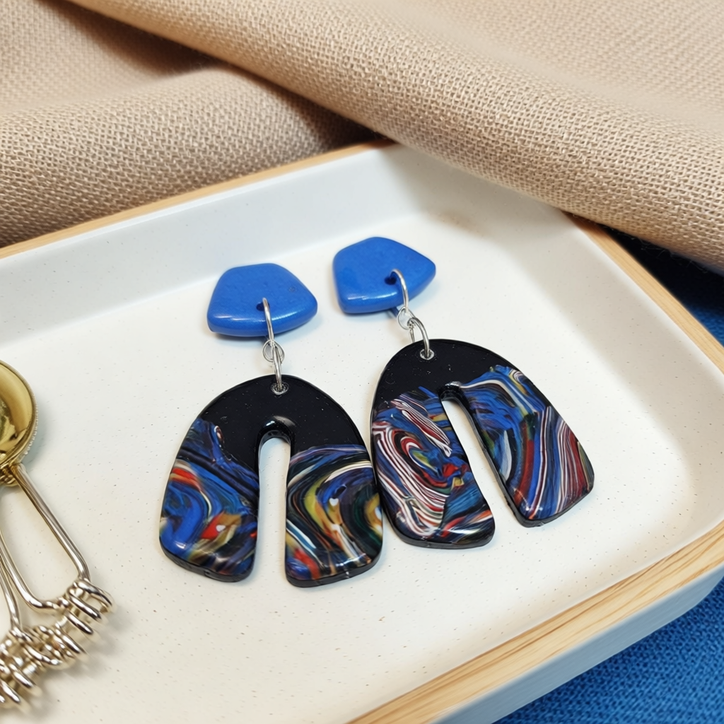 Handmade Polymer Clay Statement Studs Arch Collection Earrings