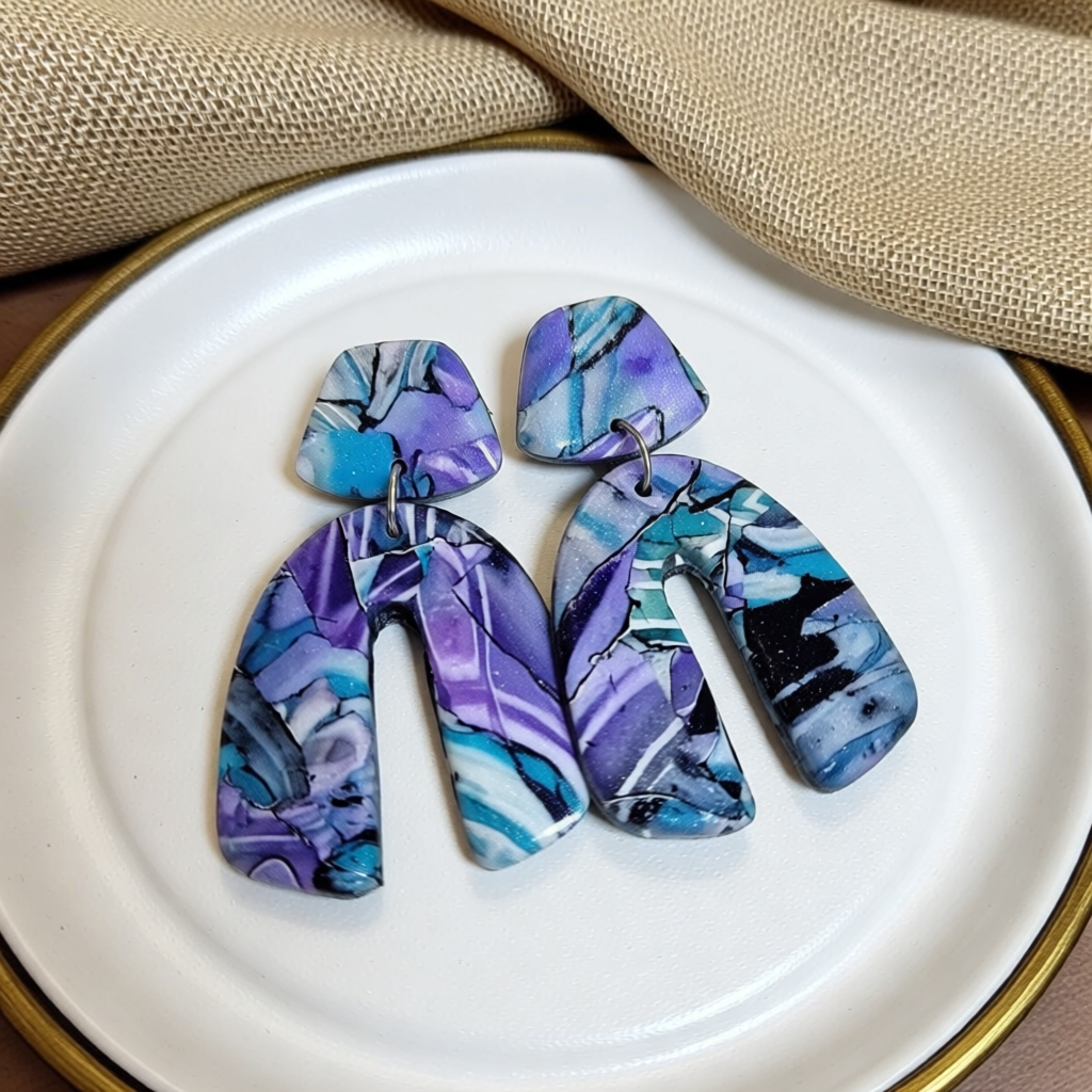Handmade Polymer Clay Statement Studs Arch Collection Earrings