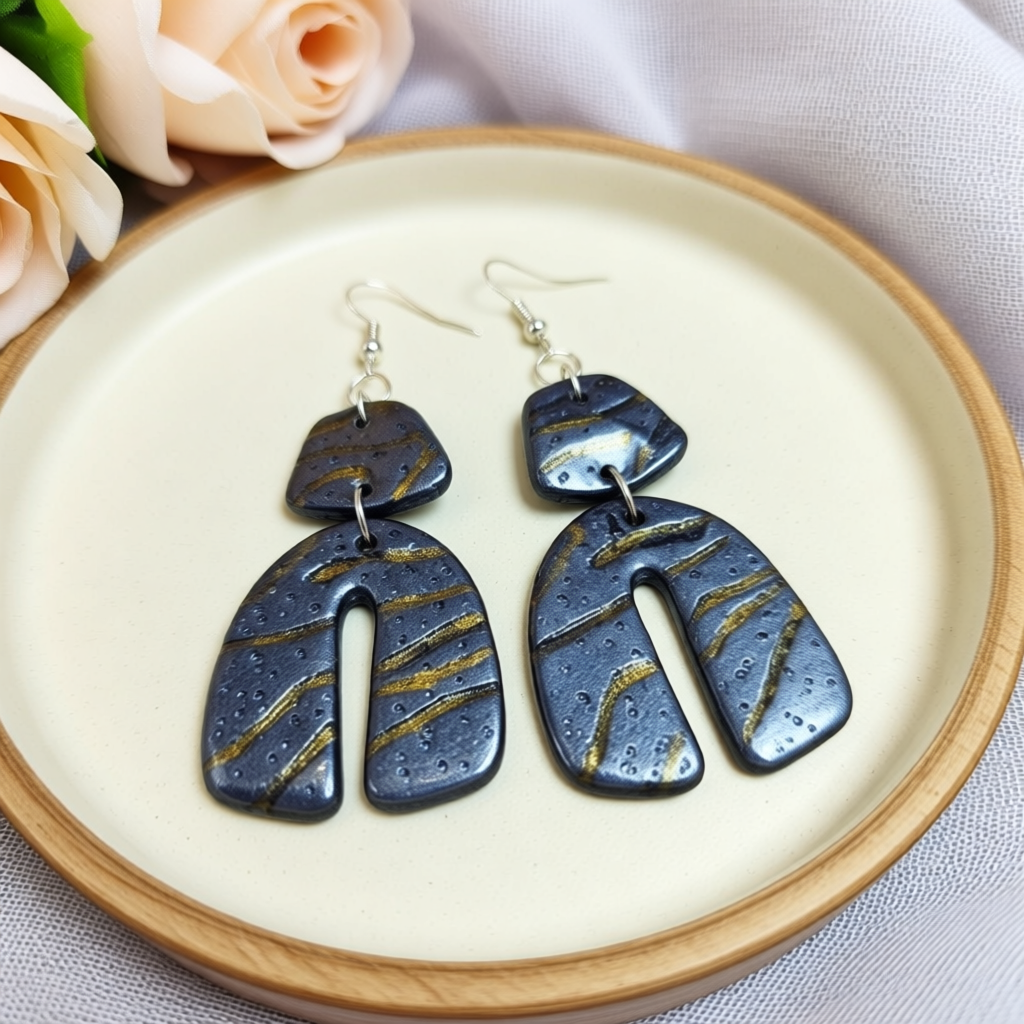 Handmade Polymer Clay Statement Studs Arch Collection Earrings