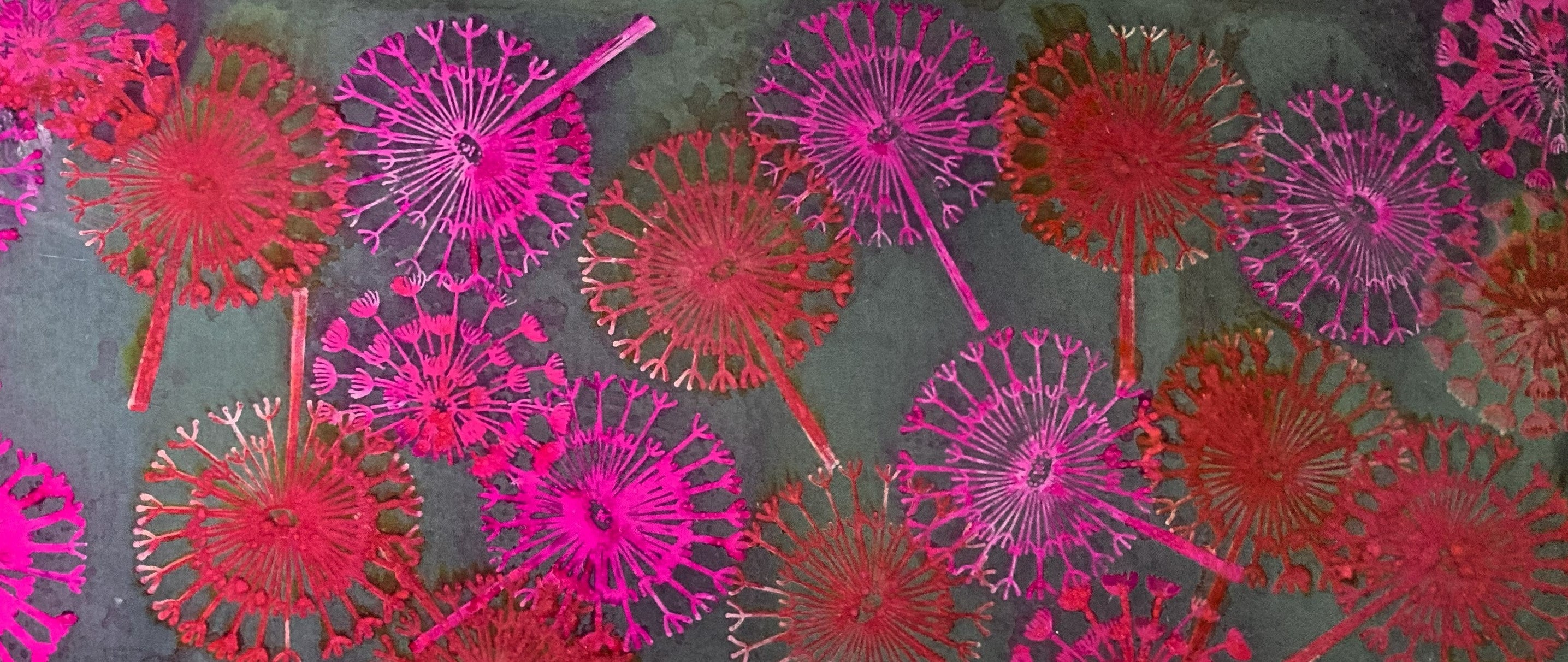 Anodized aluminium bangle hand printed Hot Dandelions Collection - AB019