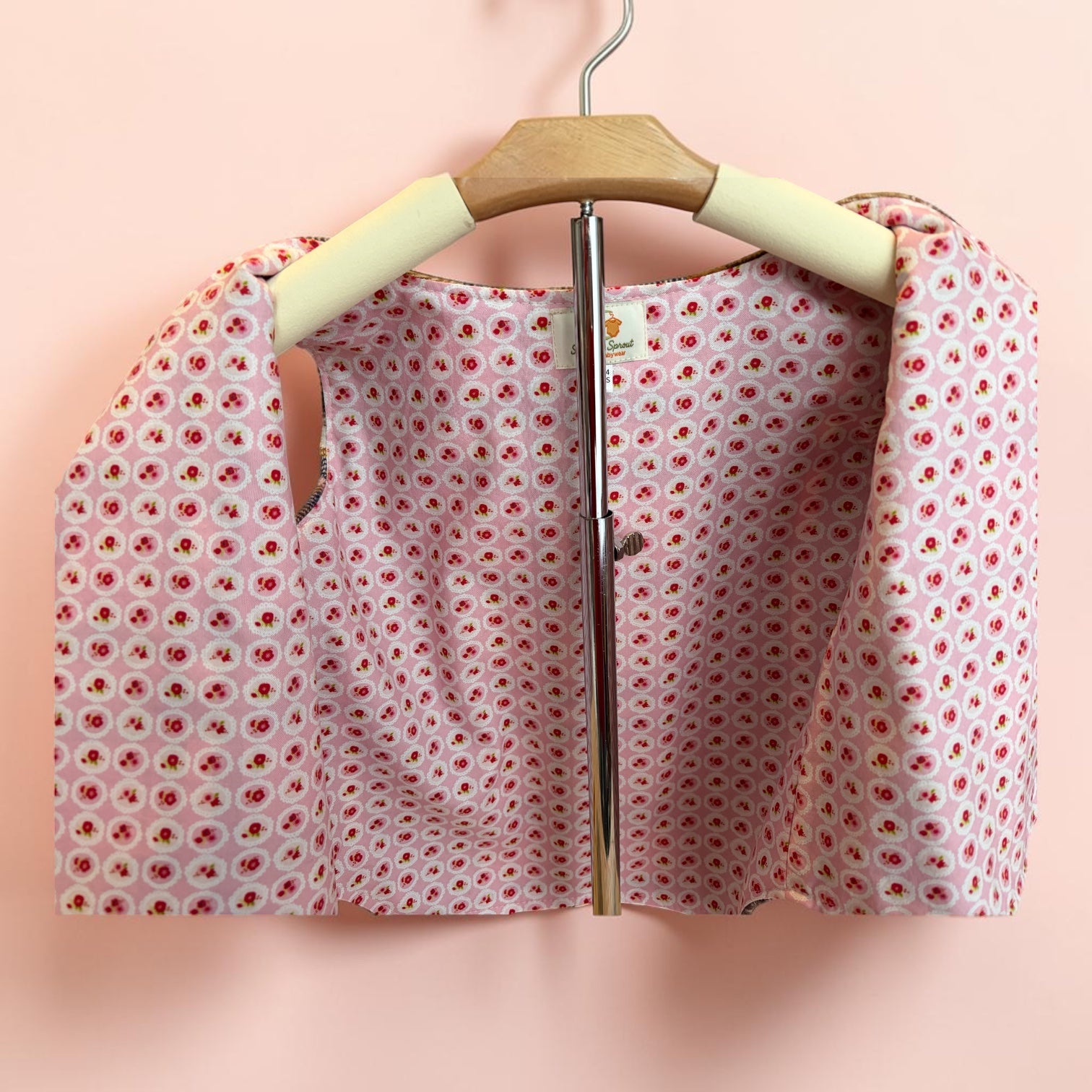 Handmade Pink Plaid Cotton Flannelette Vest | Fully Lined Children’s Winter Vest Size 2