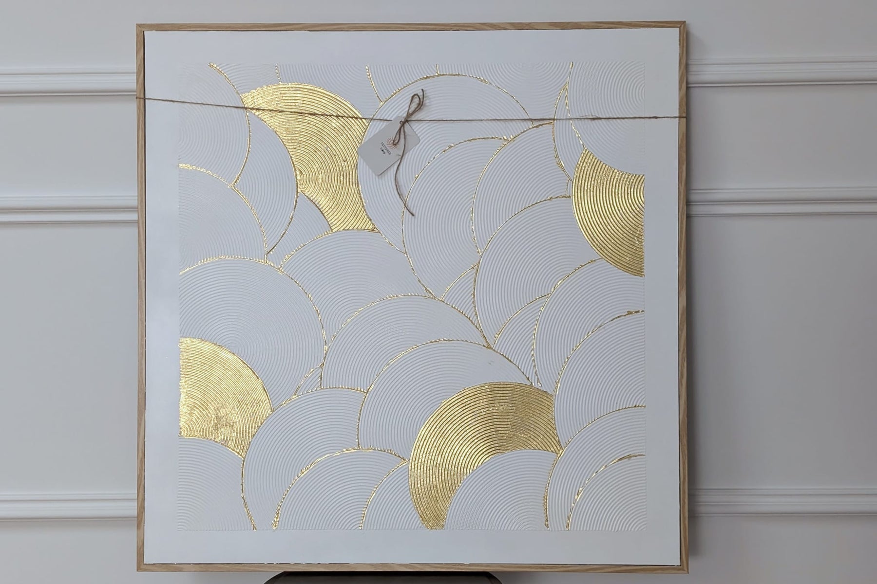 Lumière: Handmade Textured White and Gold Wall Art Original Canvas Painting 76cm x 76cm