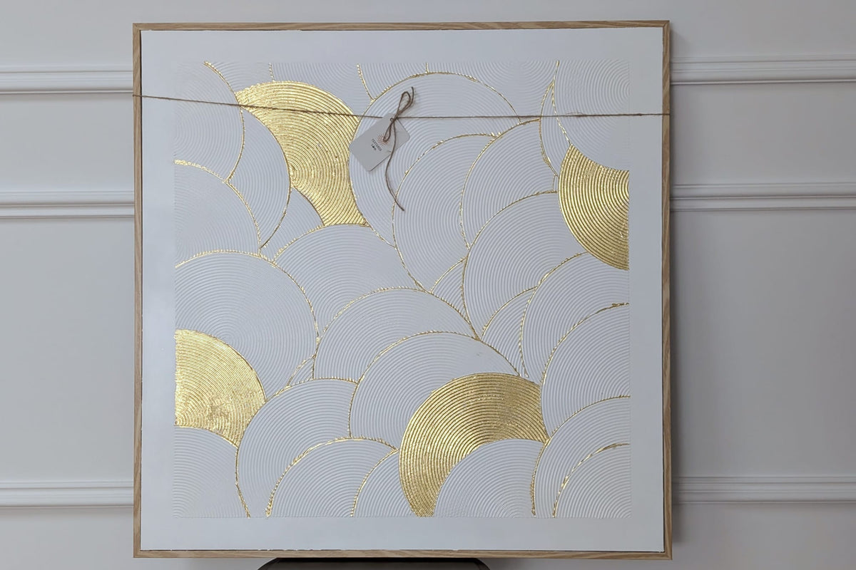 Lumière: Handmade Textured White and Gold Wall Art Original Canvas Painting 76cm x 76cm