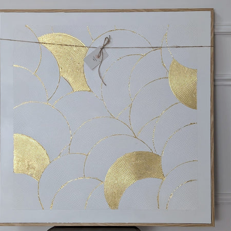 Lumière: Handmade Textured White and Gold Wall Art Original Canvas Painting 76cm x 76cm