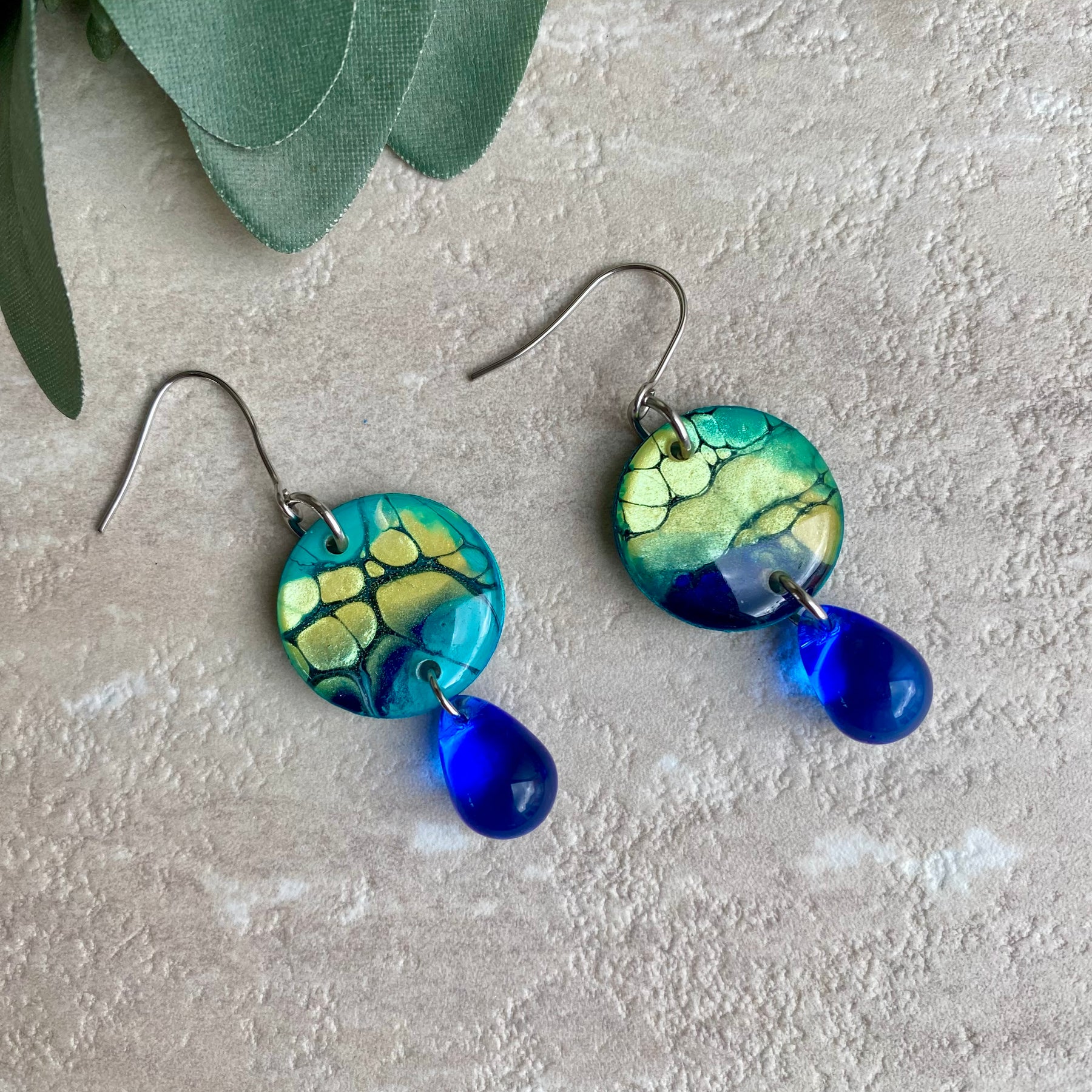 Artisan Dangle Earrings with Czech Beads