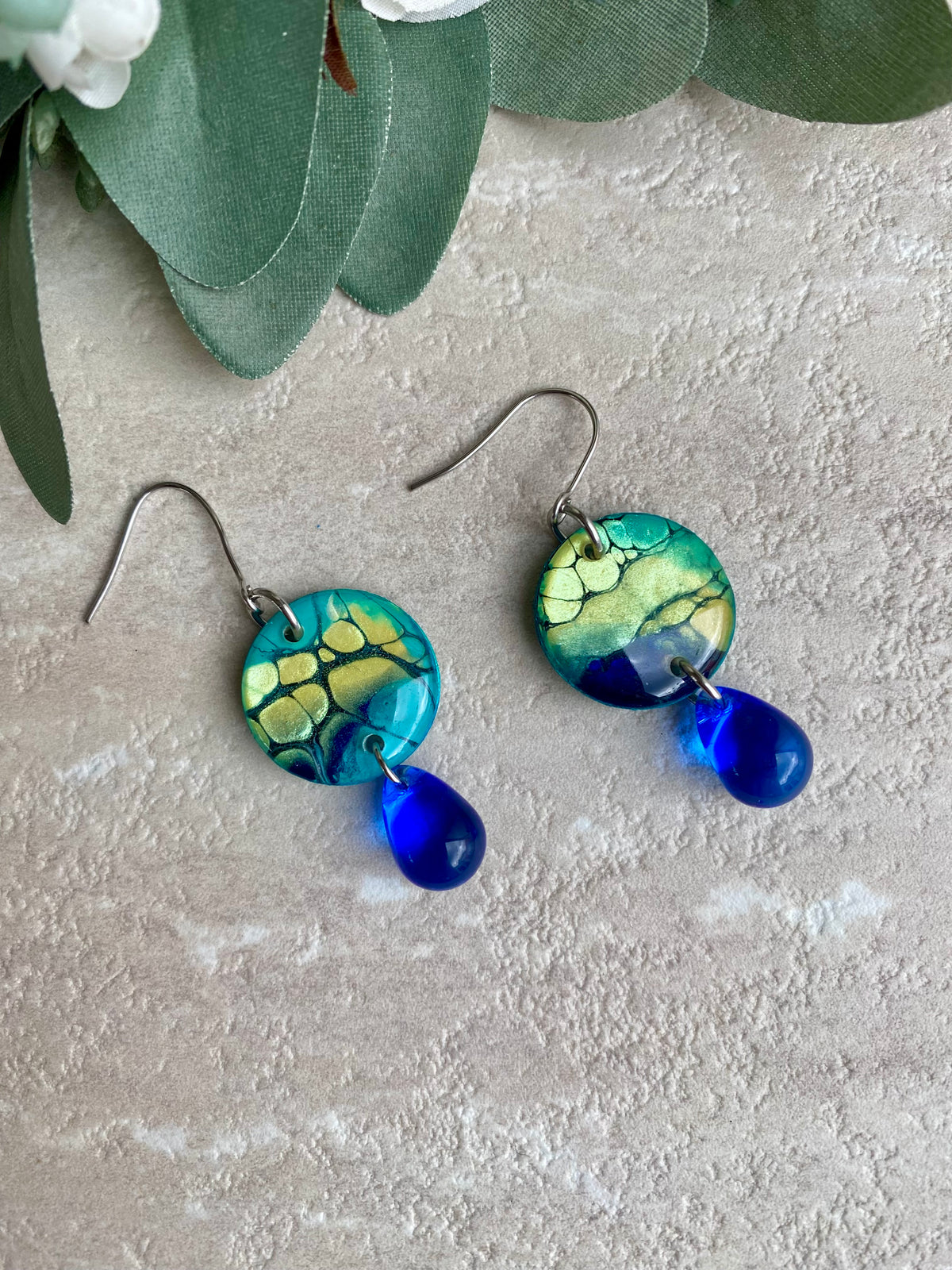 Artisan Dangle Earrings with Czech Beads