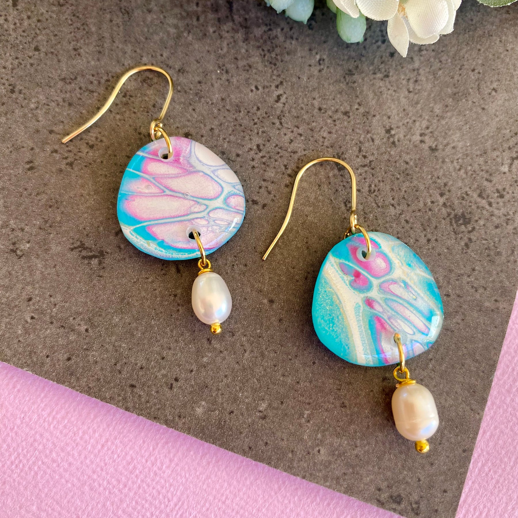 Artisan Freshwater Pearls and Art Earrings