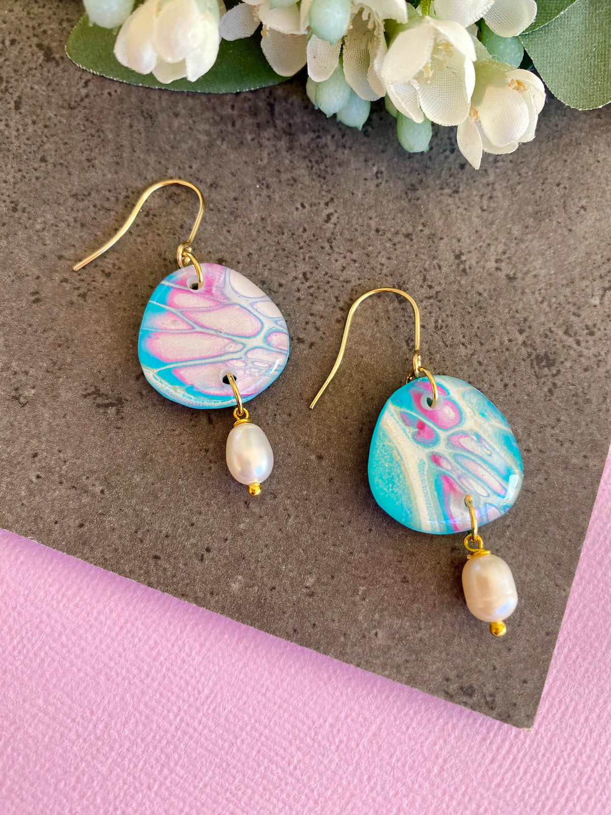 Artisan Freshwater Pearls and Art Earrings