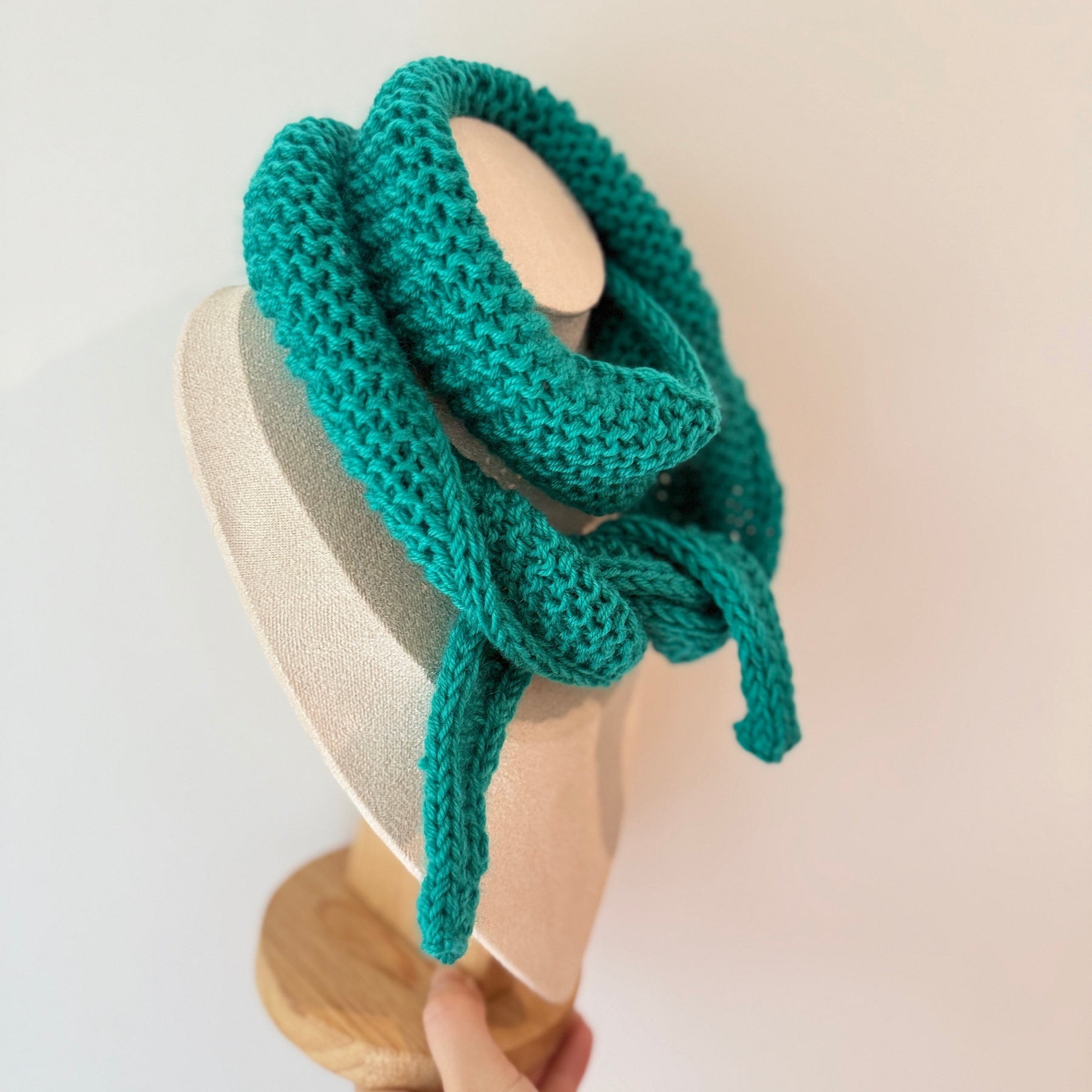 Knitted sophie scarf in teal green