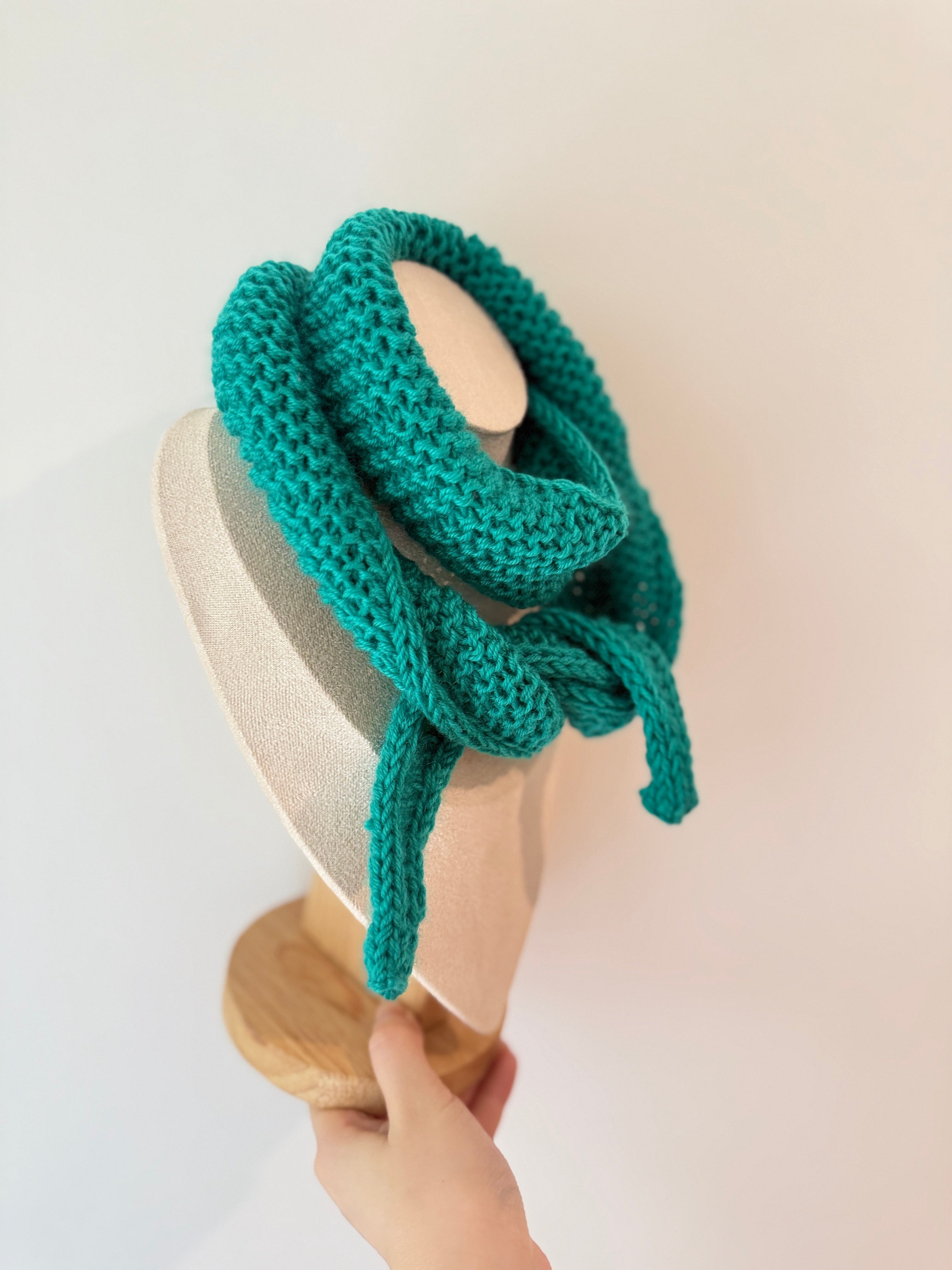 Knitted sophie scarf in teal green