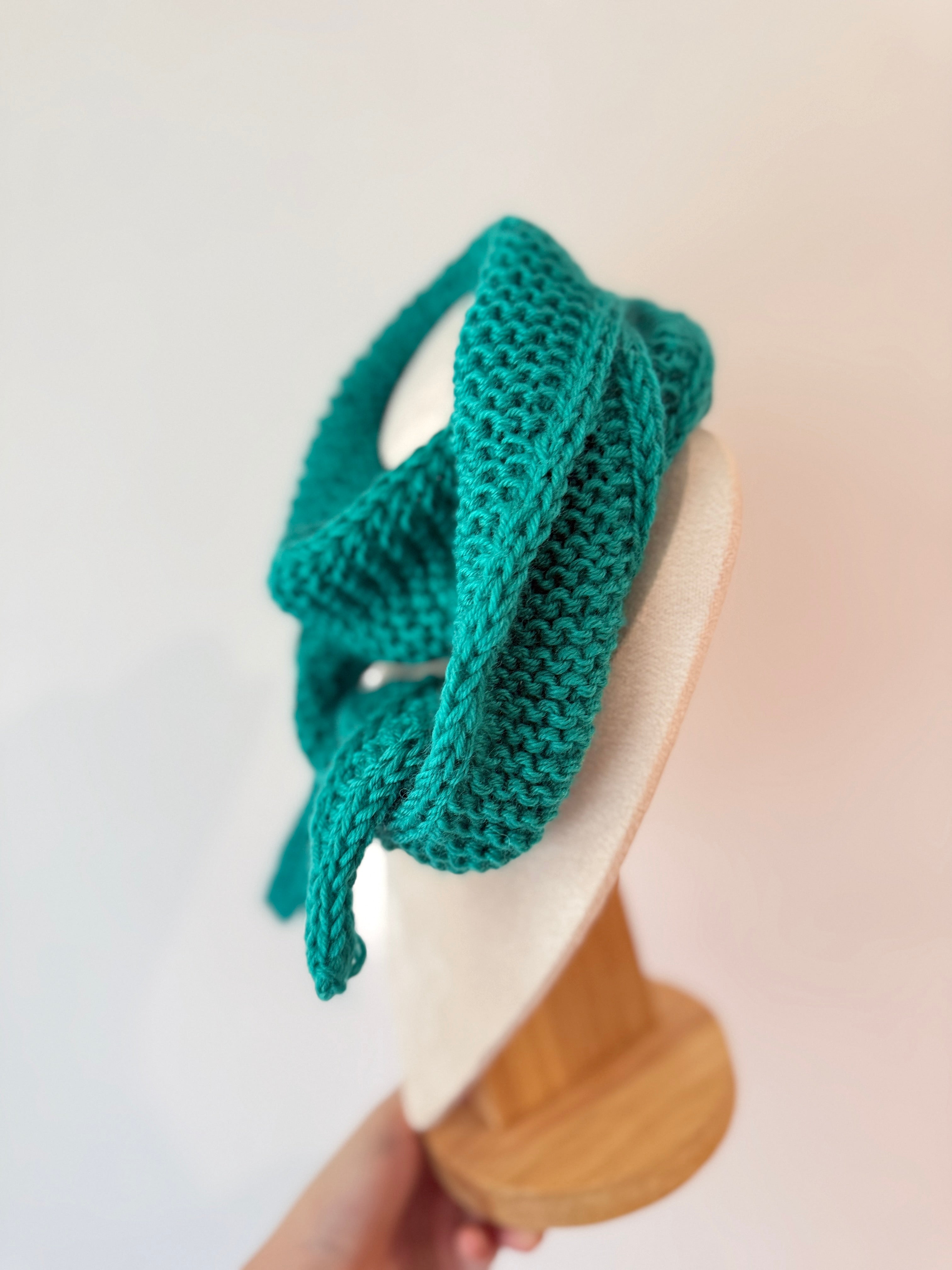 Knitted sophie scarf in teal green