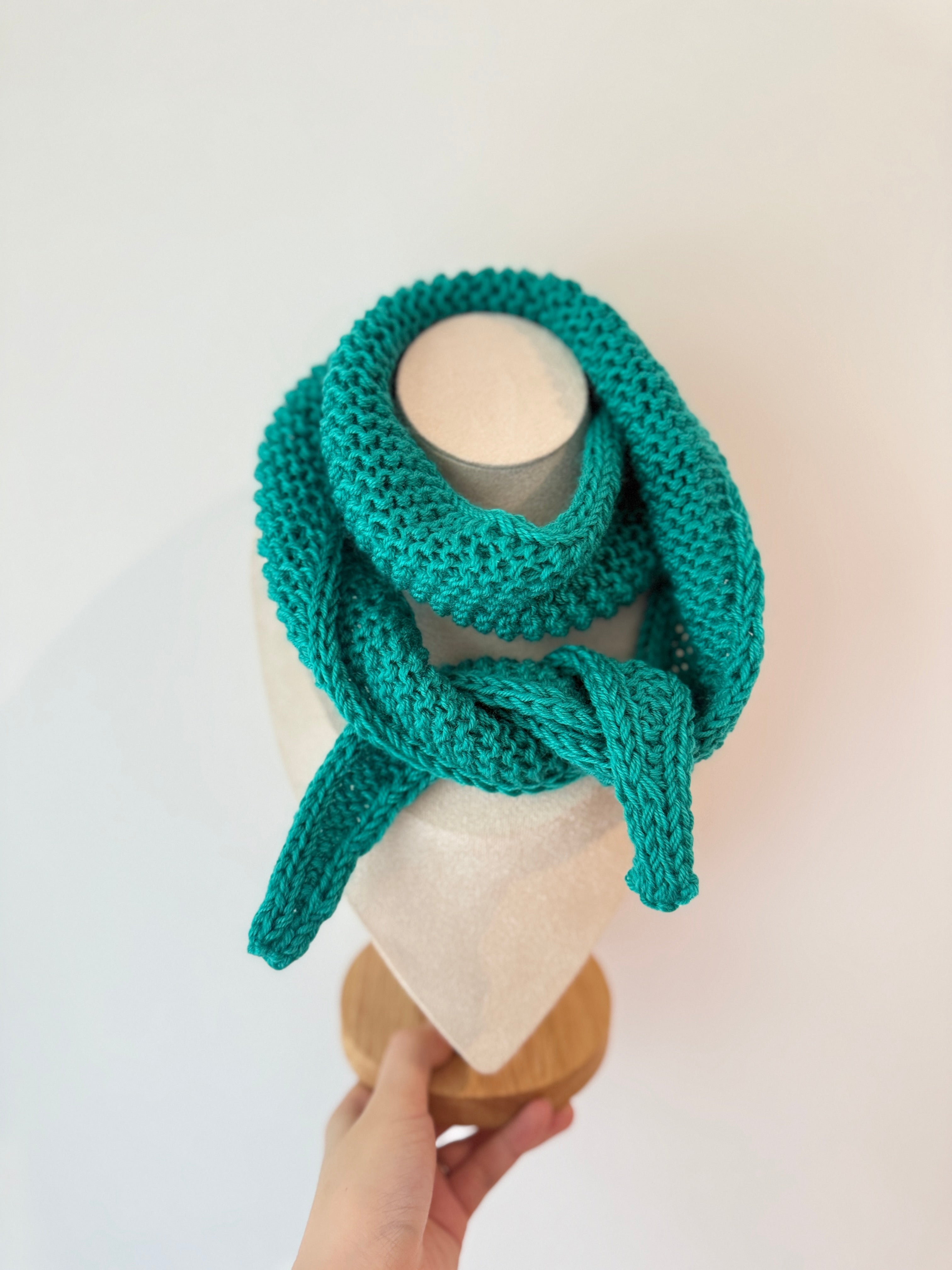 Knitted sophie scarf in teal green