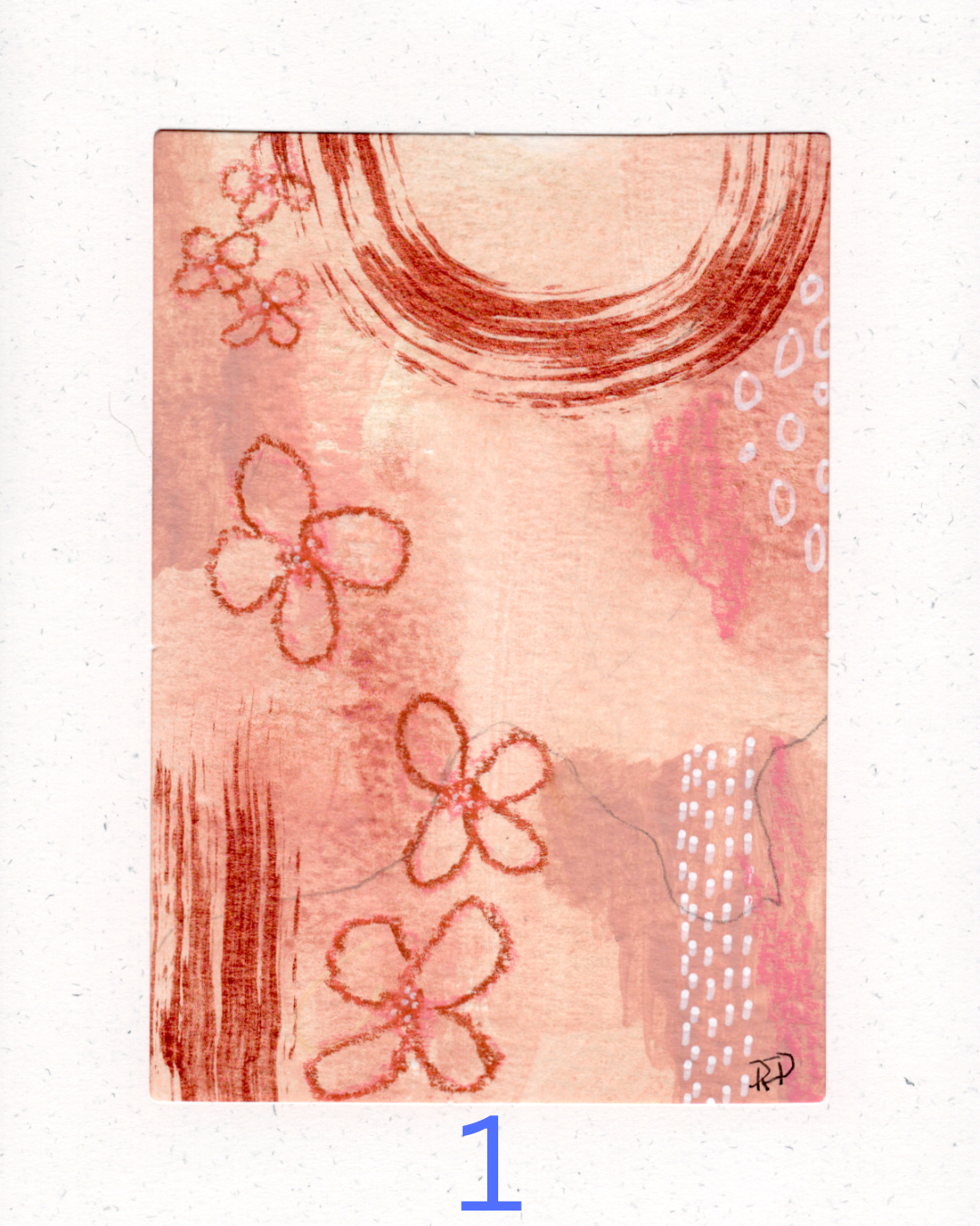 Original Mixed Media Greeting Card I Peach Abstract Collection