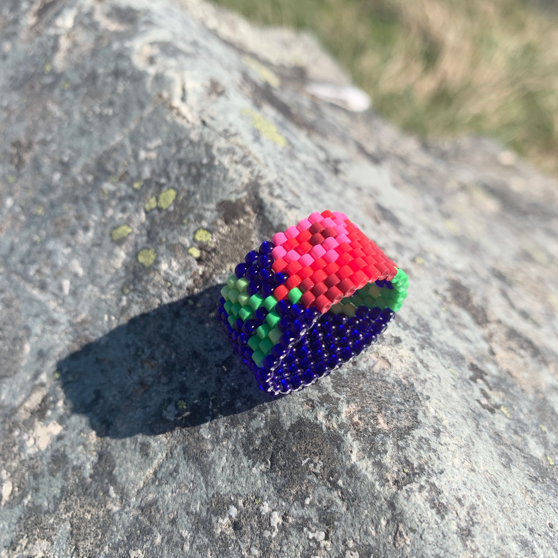 Customised Beaded Blue Sky Rose Ring